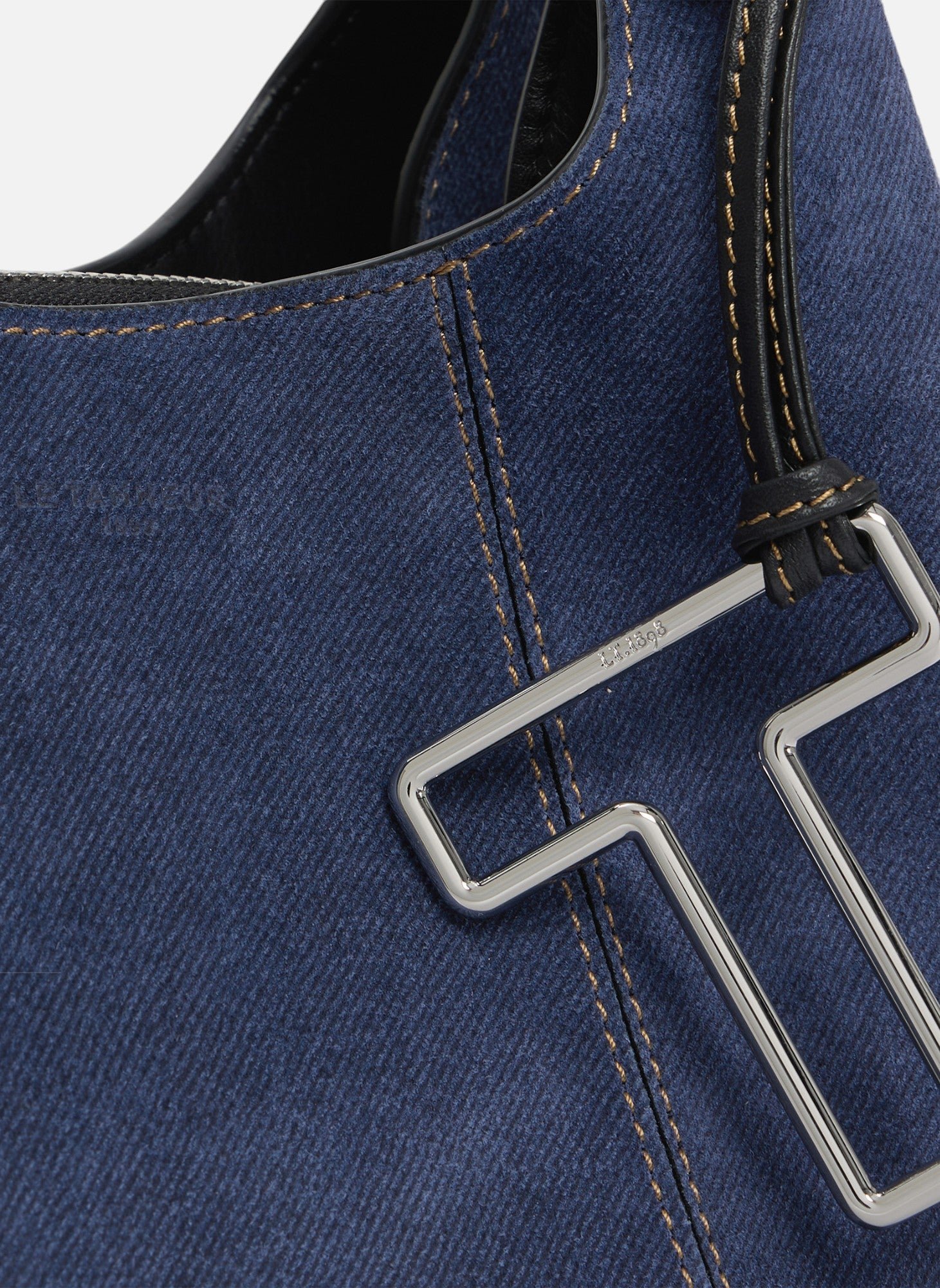 Petit sac à main juliette en cuir suède effet denim LE TANNEUR Noir