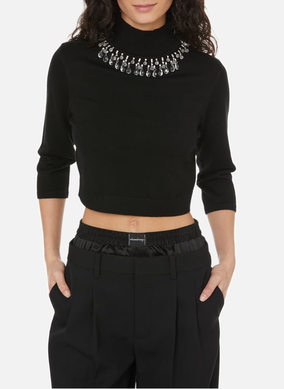 Merino wool jumper with decorative jewellery Black by ZIMMERMANN ZIMMERMANN Merino wool jumper with decorative jewellery Black