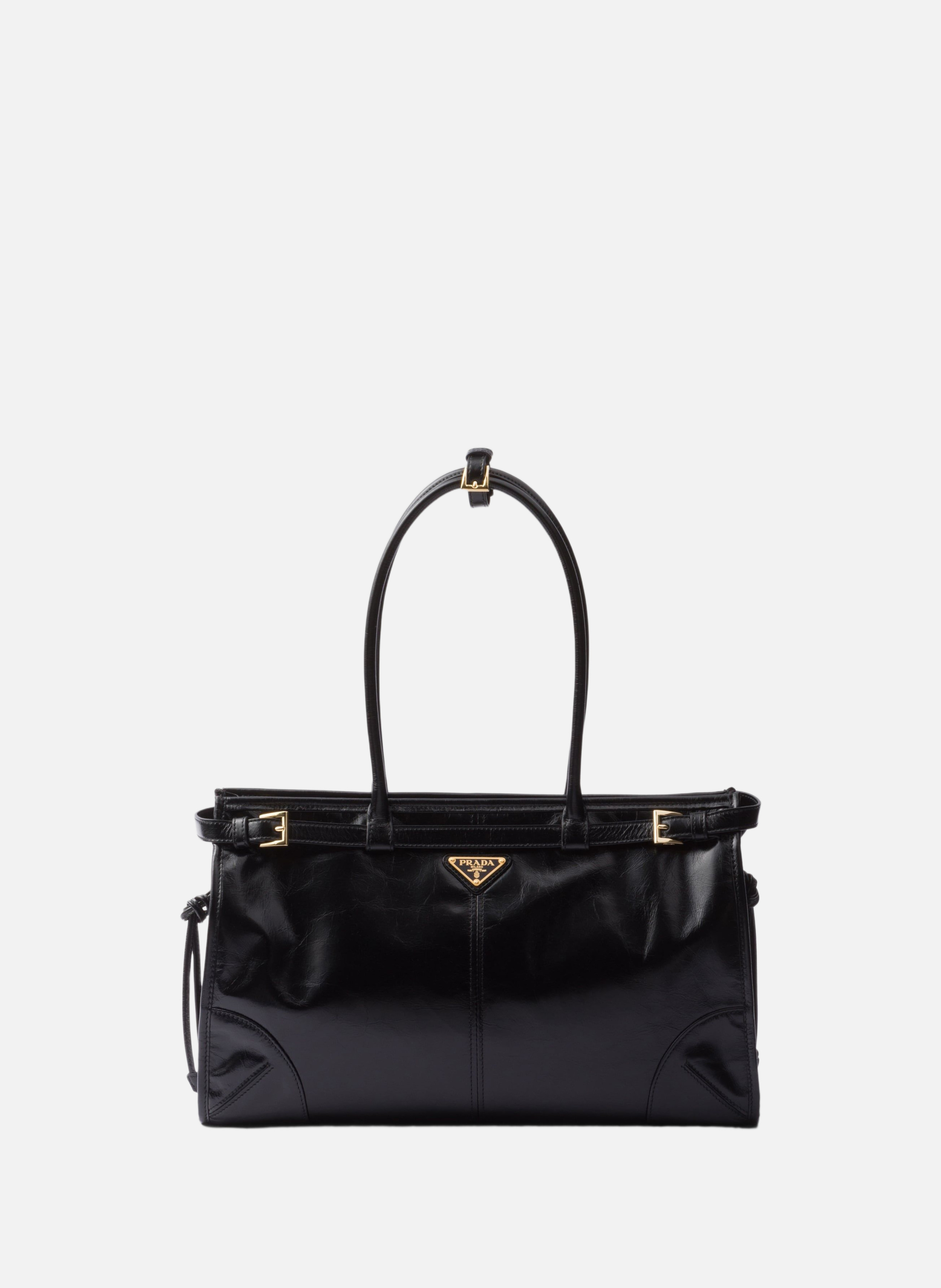 Grand sac à main prada bonnie en cuir PRADA Noir
