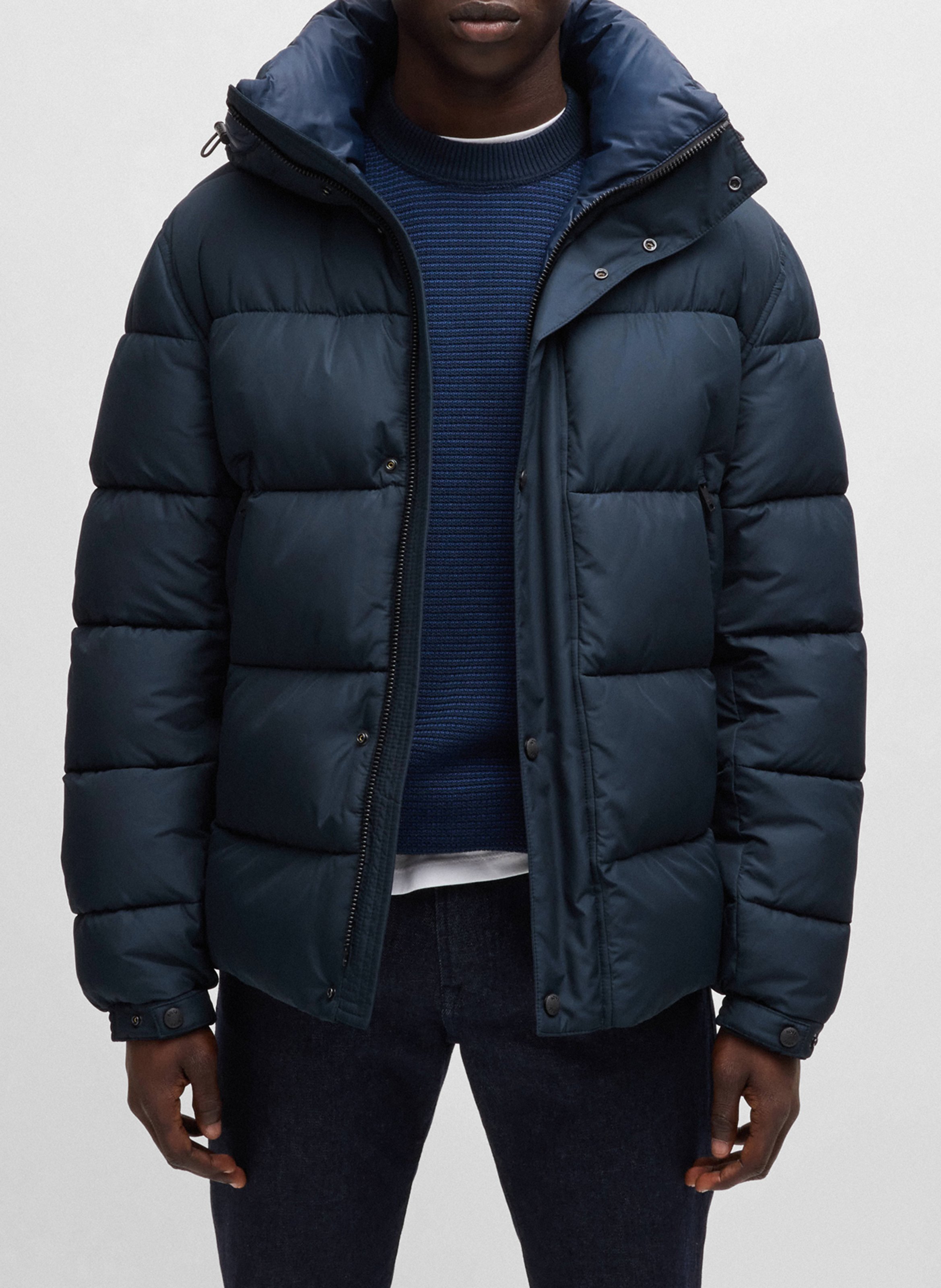 Doudoune droite à capuche matelassée BOSS Bleu