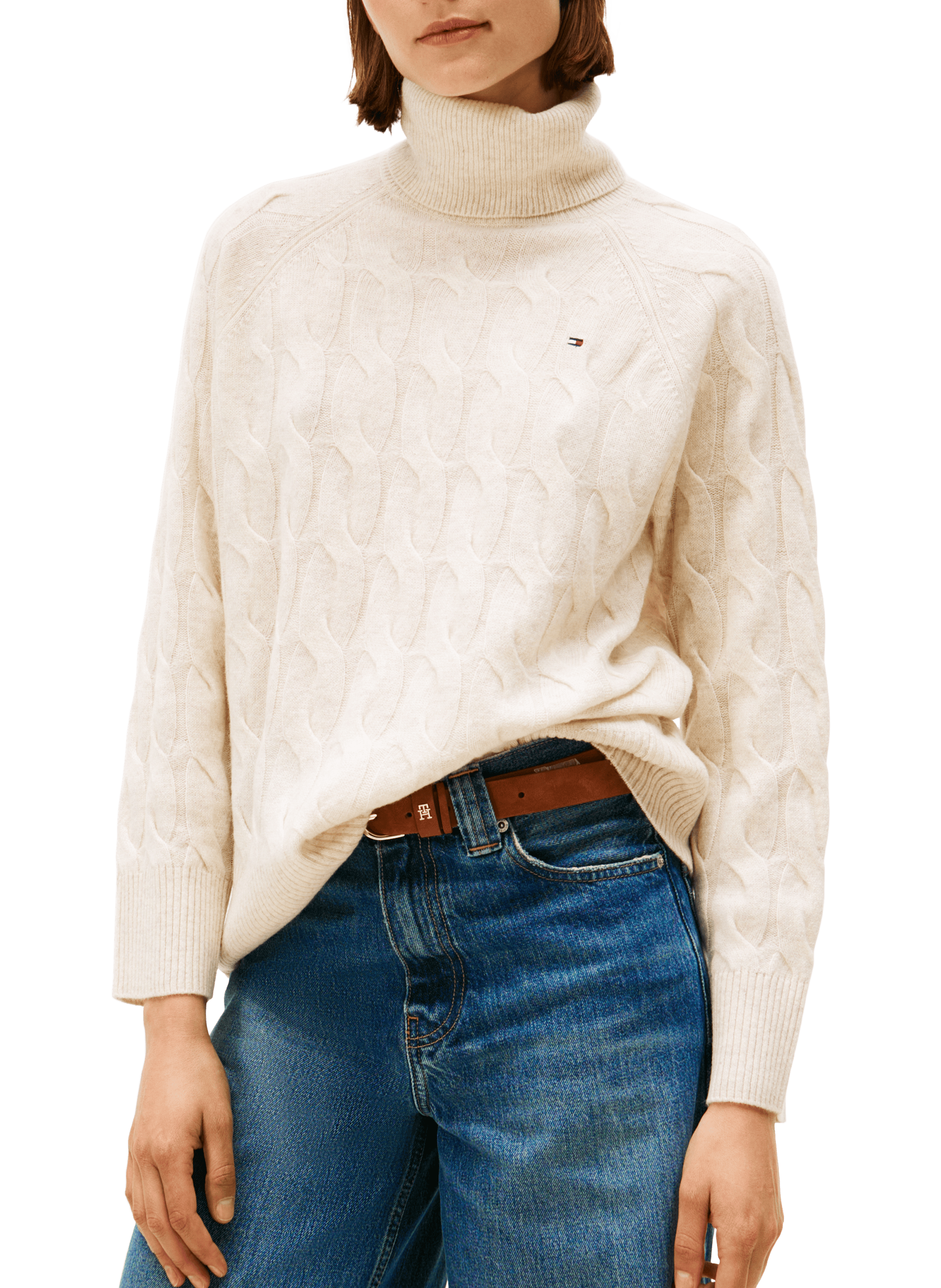 TOMMY HILFIGER Roll-neck wool Jumper  Beige