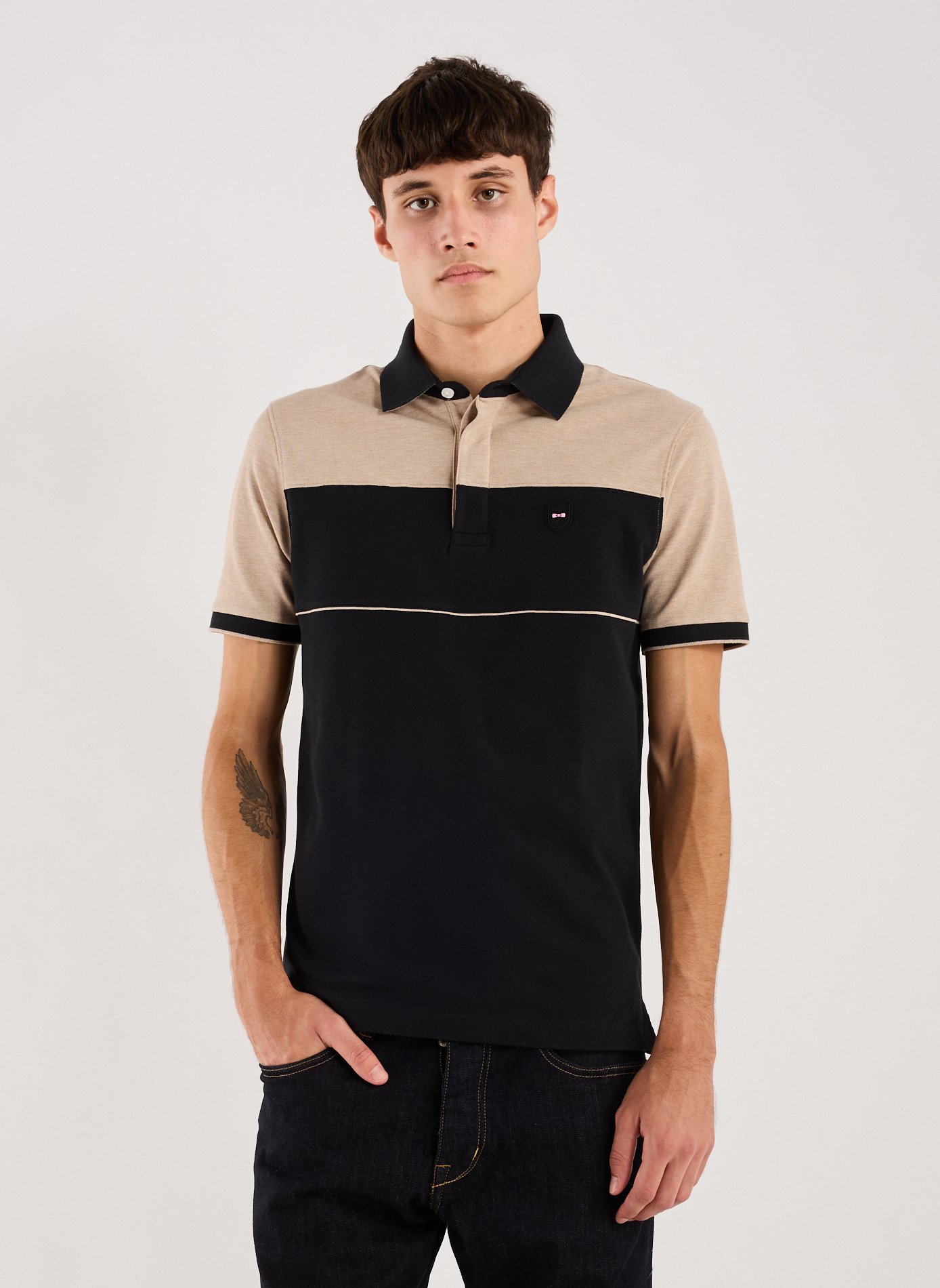 EDEN PARK Cotton-blend polo shirt Black