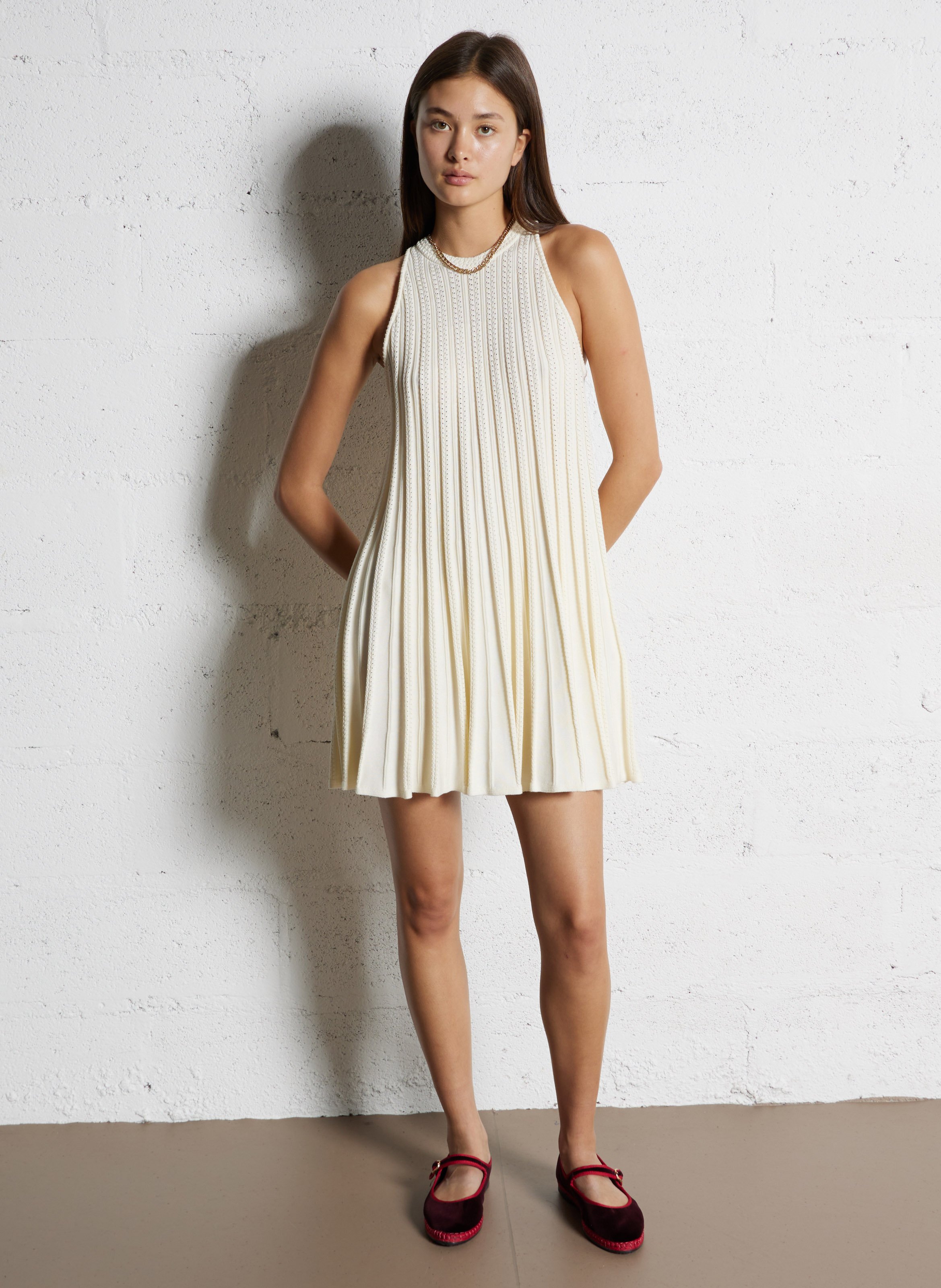 Robe courte col rond en coton mélangé sinnta BA&SH Beige