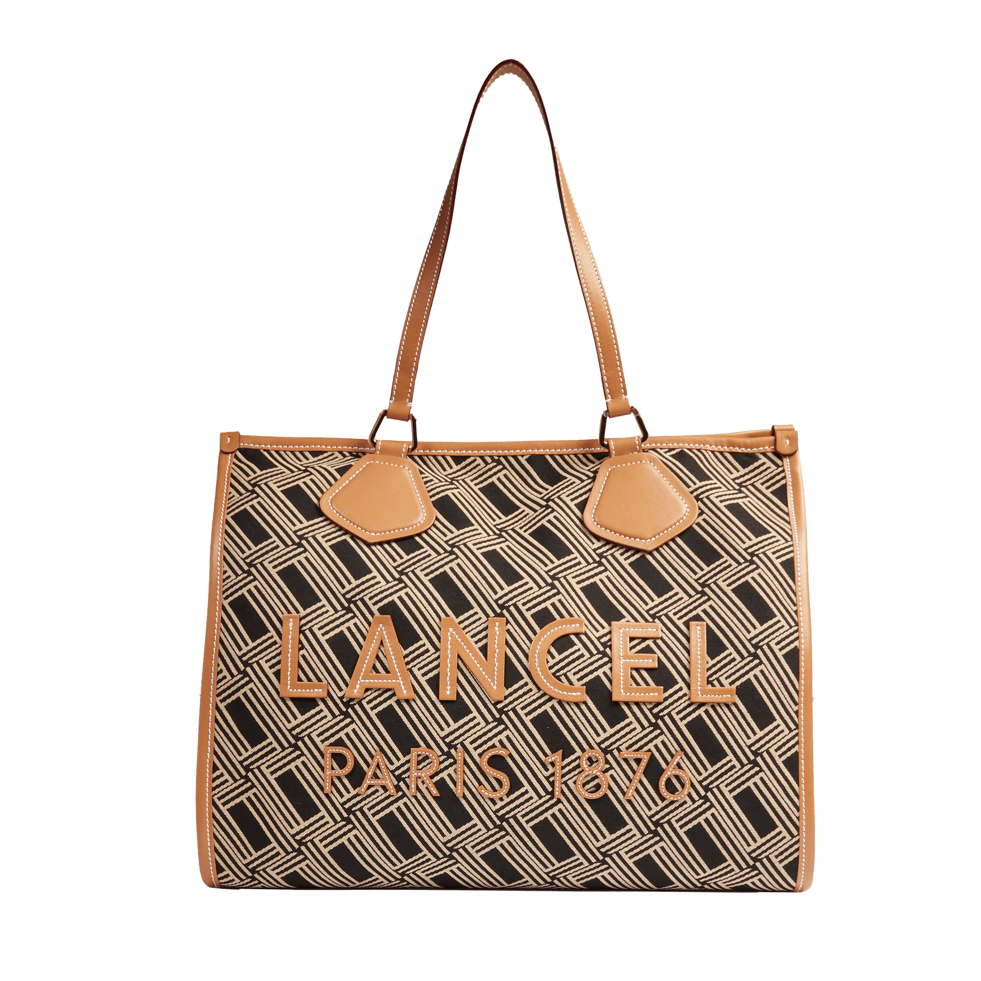 Sac cabas zippé l lancel tote en cuir LANCEL Noir