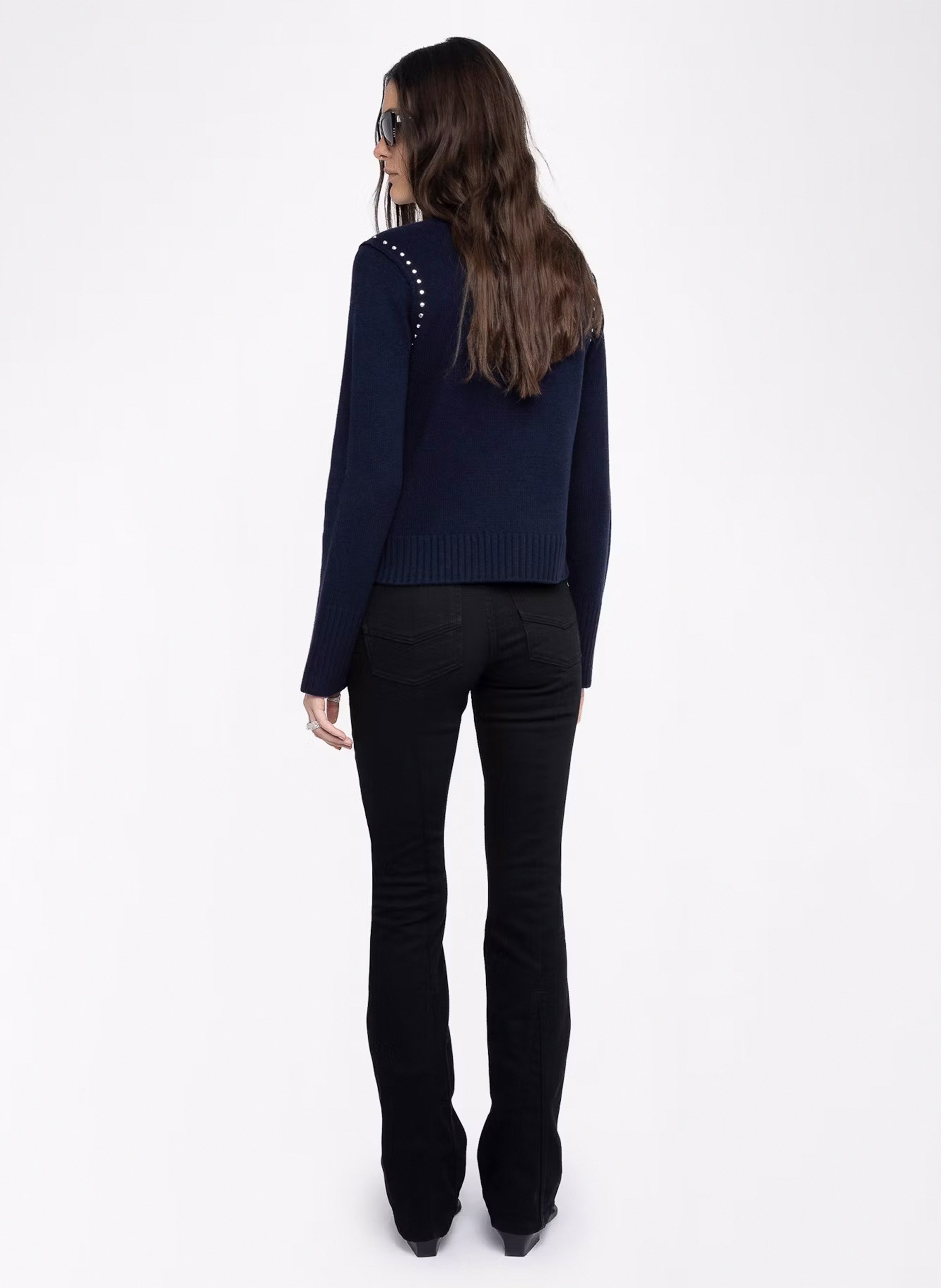 Pull droit col rond en laine et cachemire nalty ZADIG&VOLTAIRE Bleu