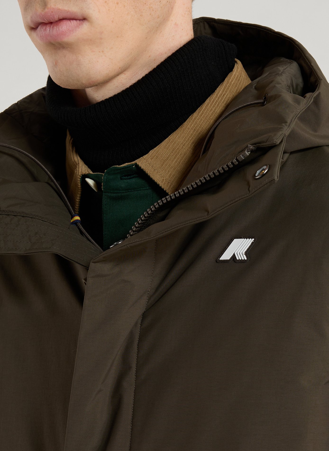 Parka mi-longue à capuche K-WAY Kaki