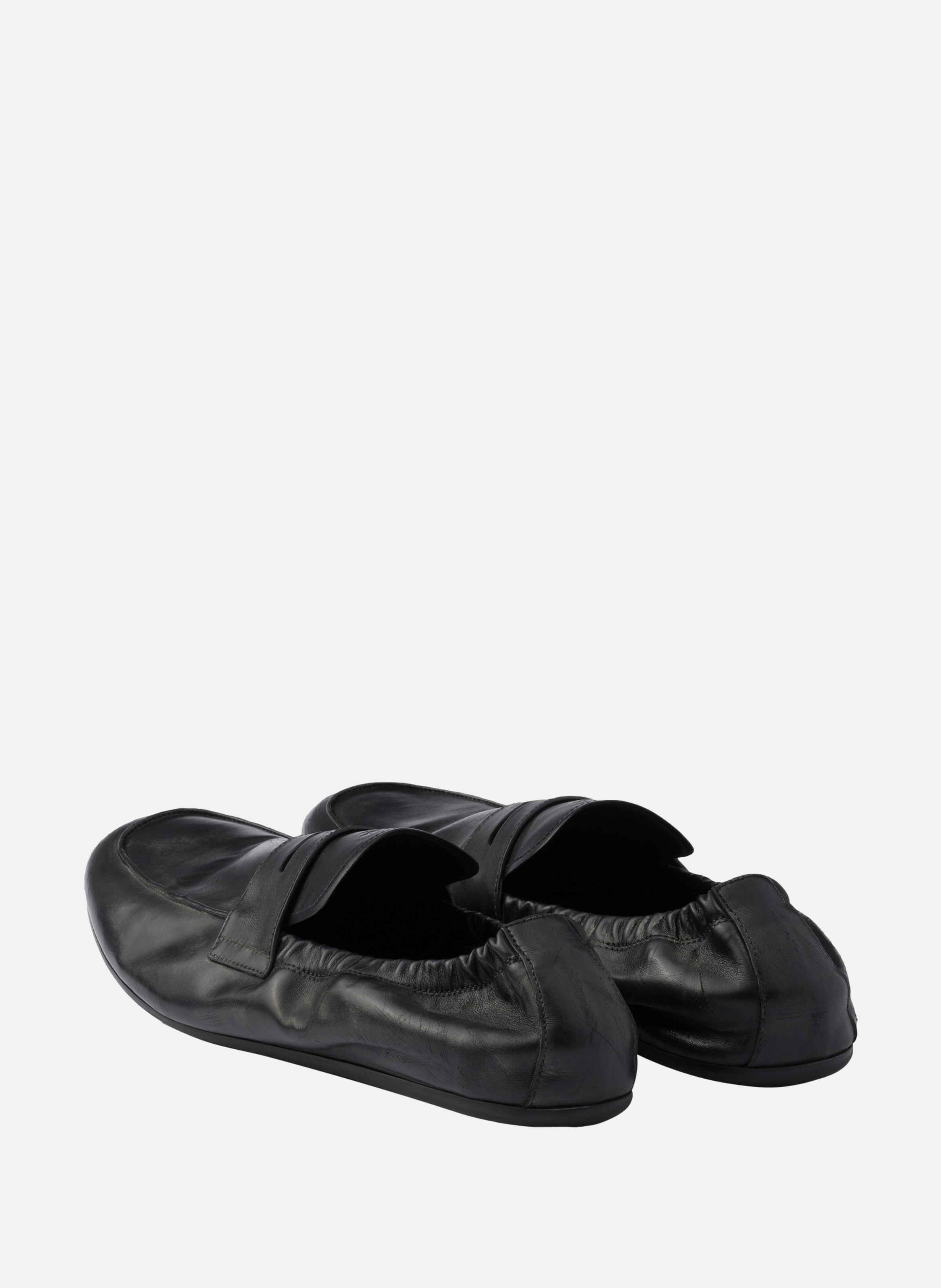 Mocassins en cuir effet vieilli shuffle PRADA Noir