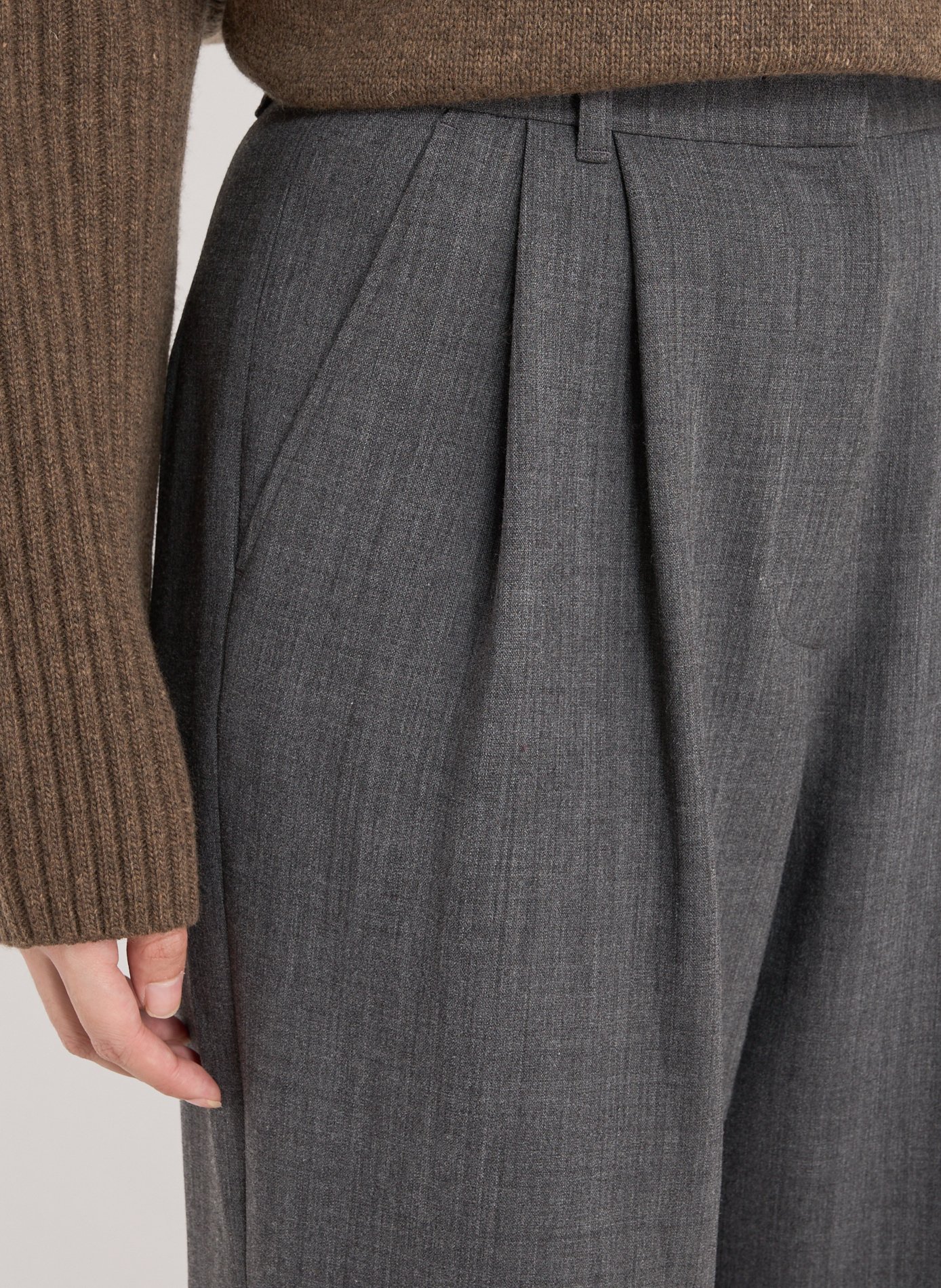 Straight wool-blend trousers  SANDBEIGE Grey