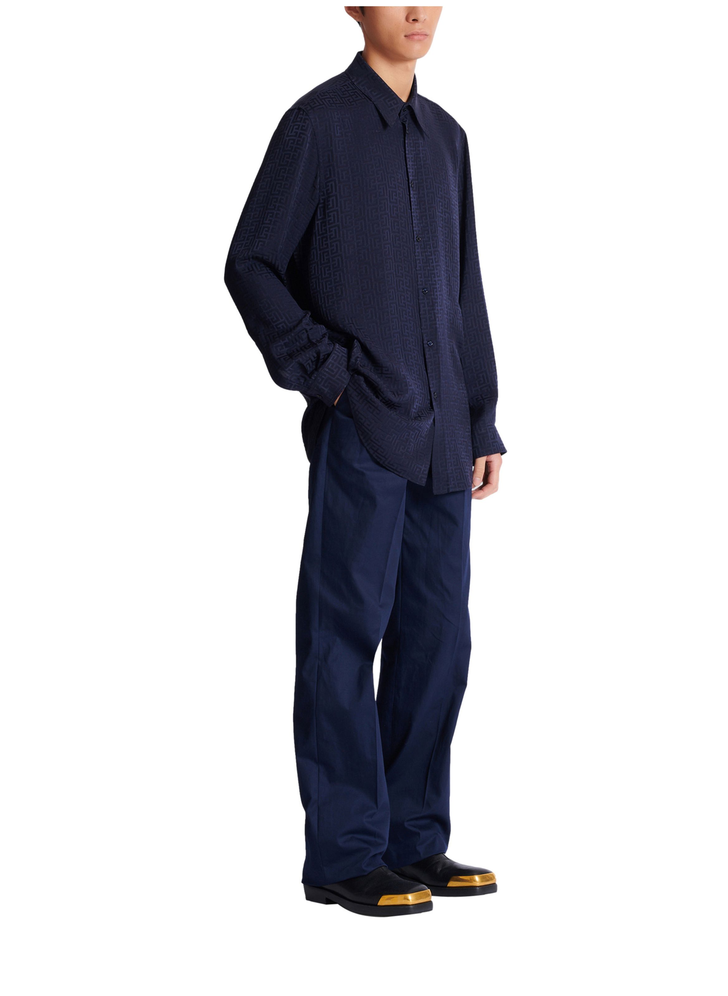 Chemise en jacquard monogramme BALMAIN Bleu