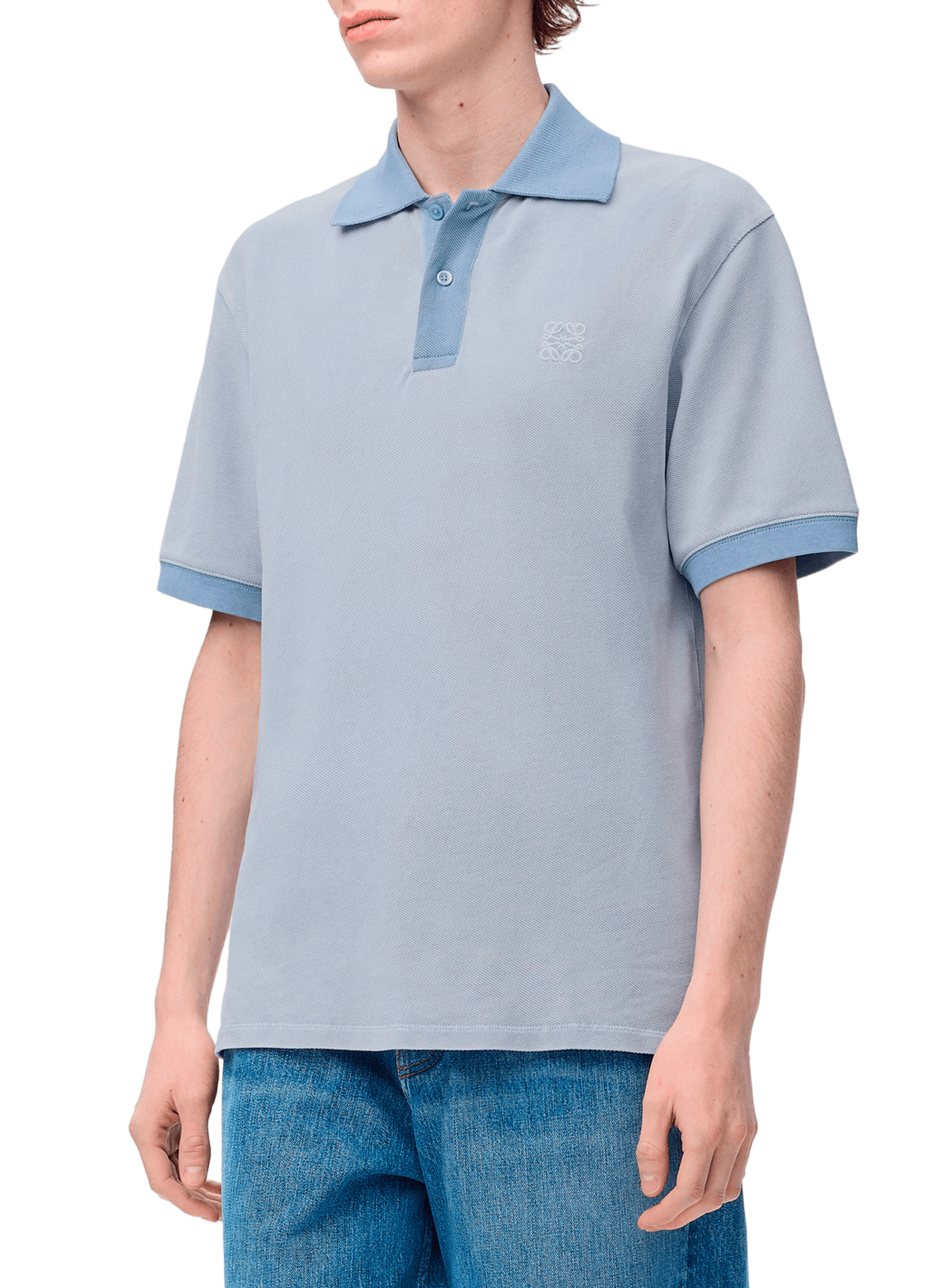 LOEWE Cotton piqué polo shirt Blue