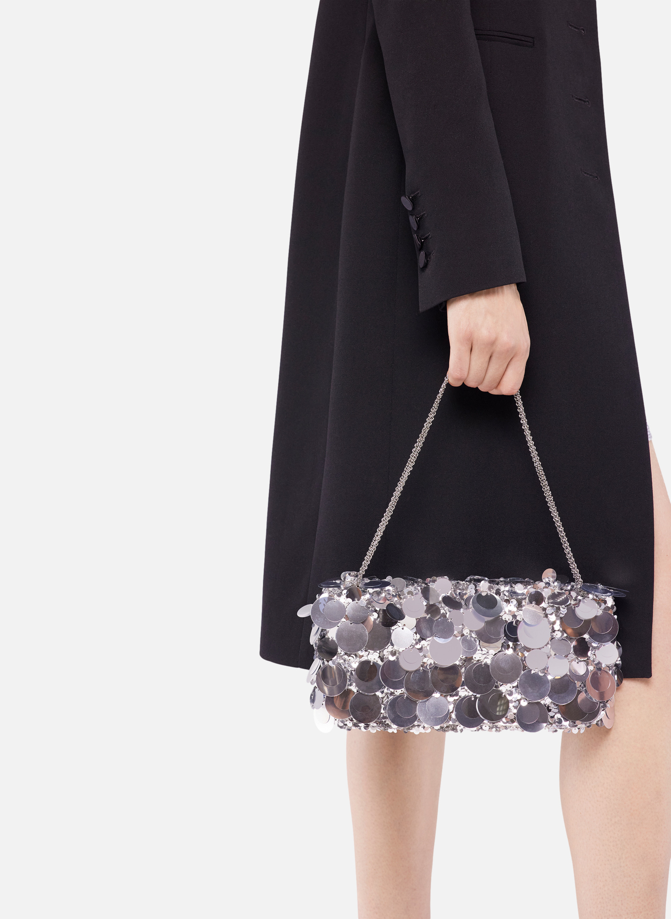 Sac baguette sparkle RABANNE Argent