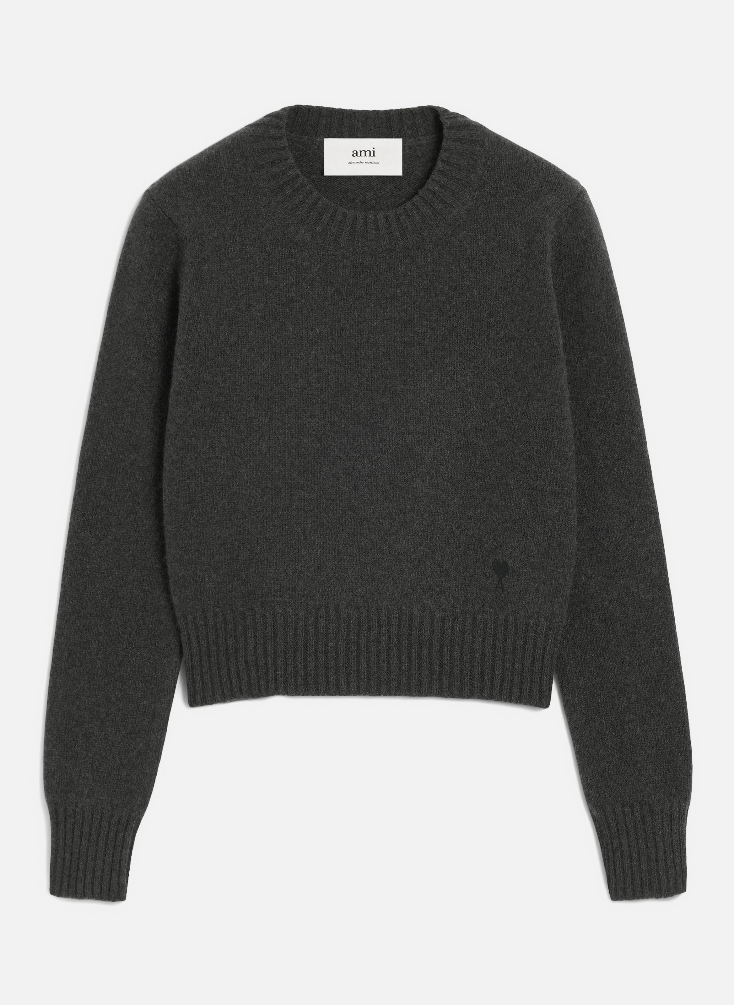 Pull col rond ami de coeur en cachemire AMI PARIS Gris