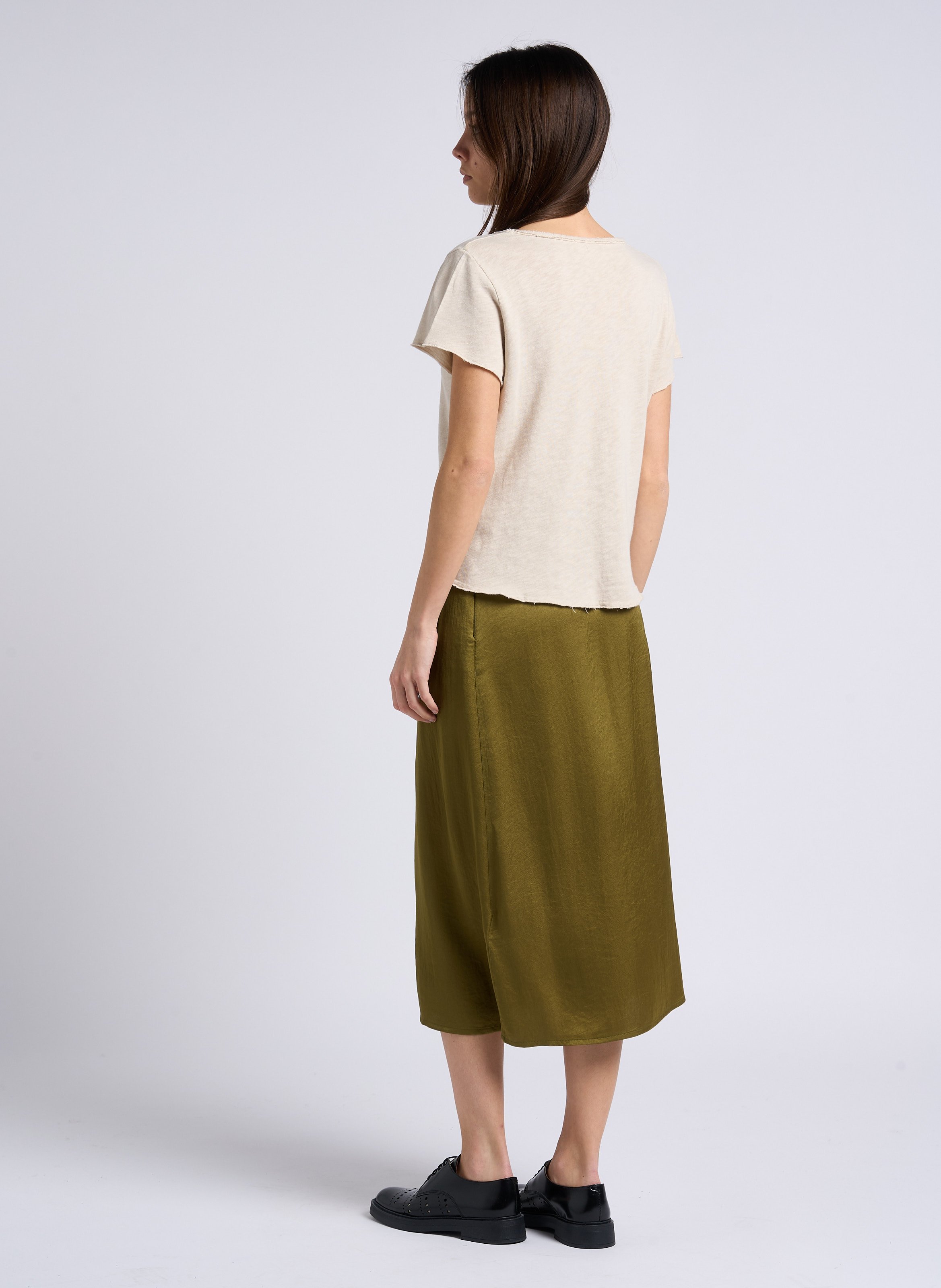 Tee-shirt droit col v en coton sonoma AMERICAN VINTAGE Beige