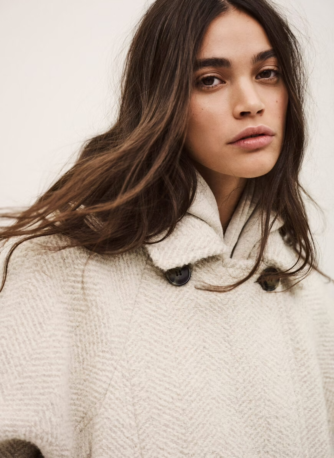 Manteau ample à chevrons en laine mélangée olsom BA&SH Beige