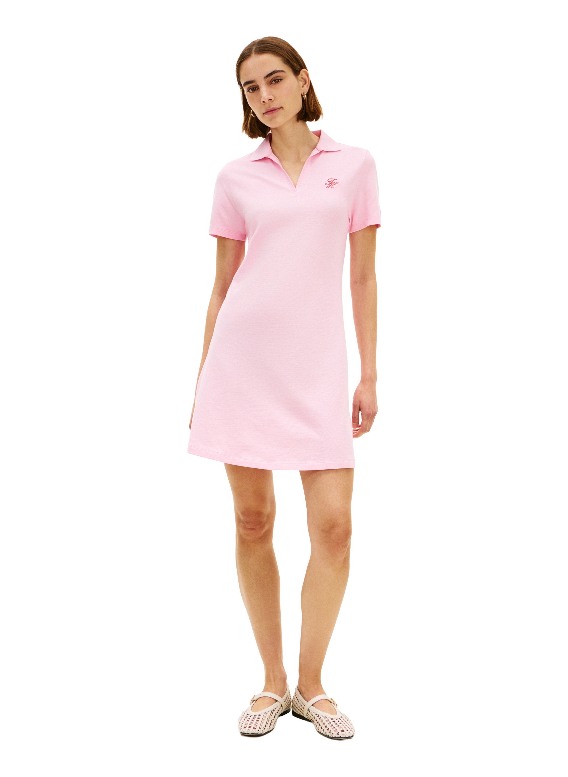 Short polo dress in blended cotton TOMMY HILFIGER Pink
