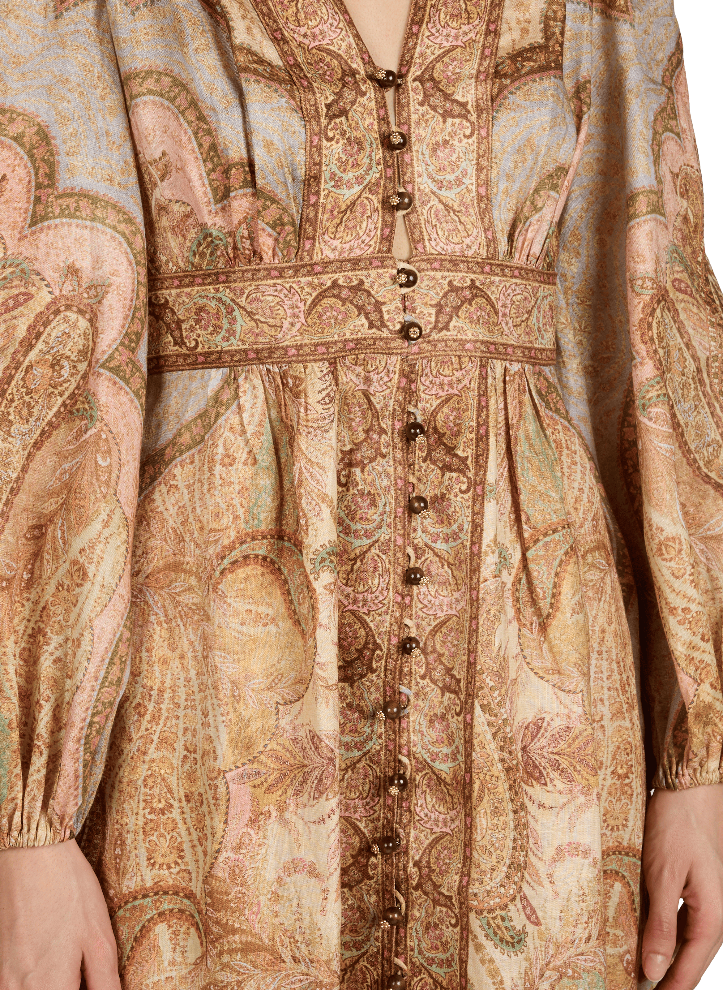 Robe midi col V Wanderlust imprimée en coton ZIMMERMANN Multicolore