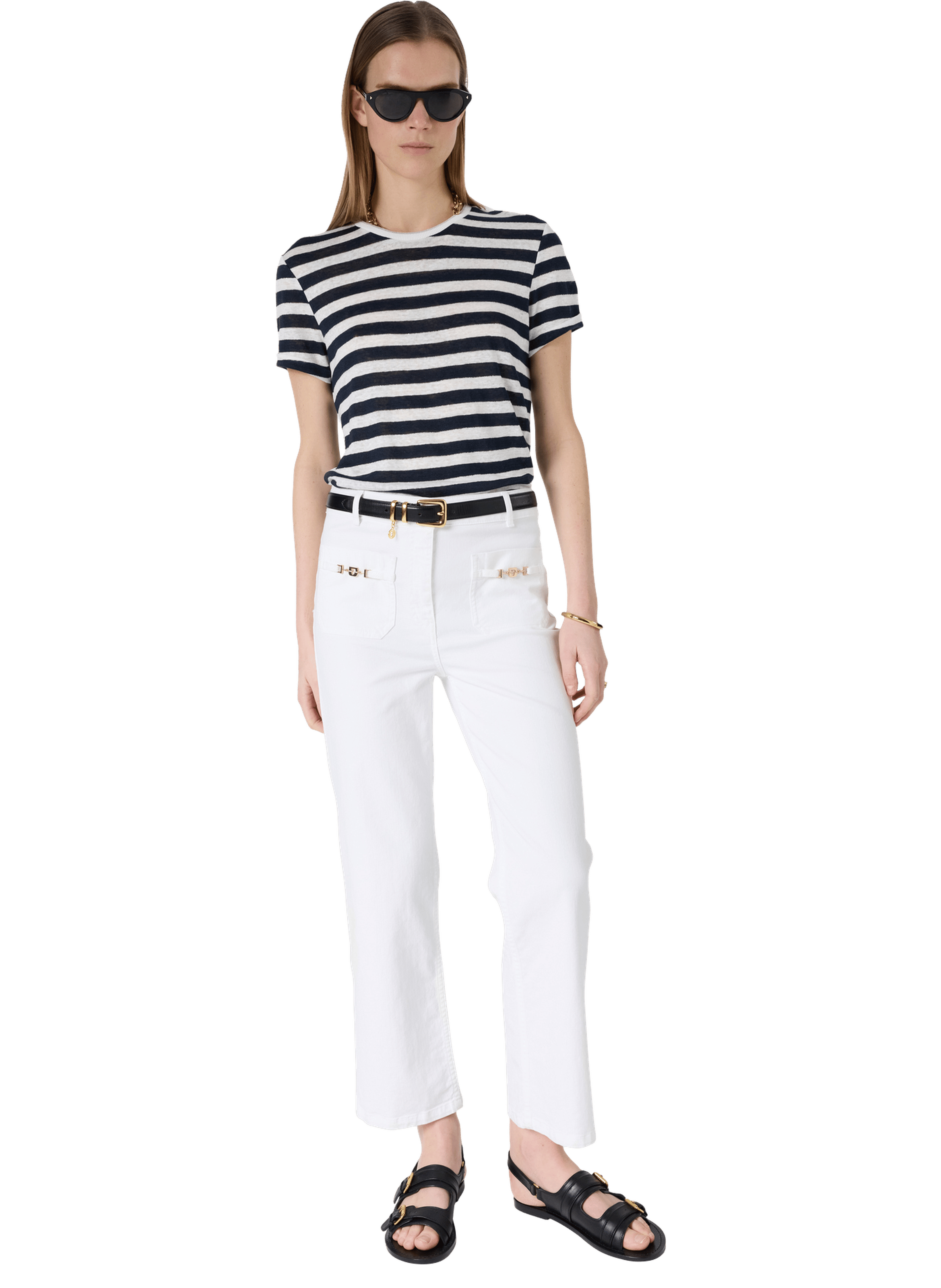 T-shirt rayé en lin et lurex - mellina GERARD DAREL Bleu