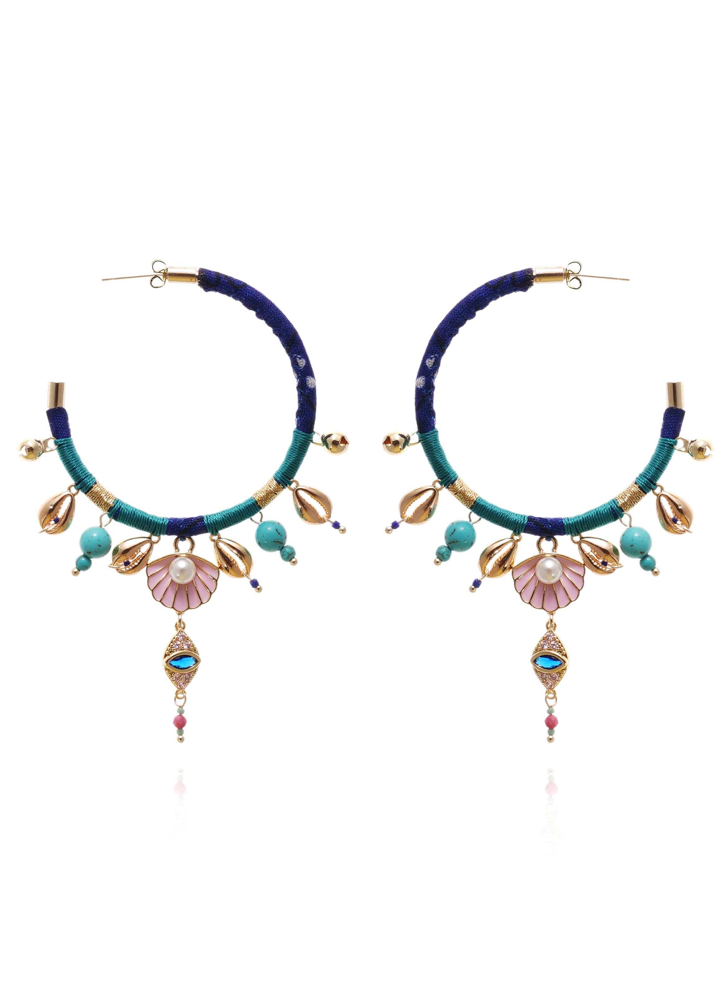 Boucles d'oreilles créoles avec pampilles payott HIPANEMA Bleu