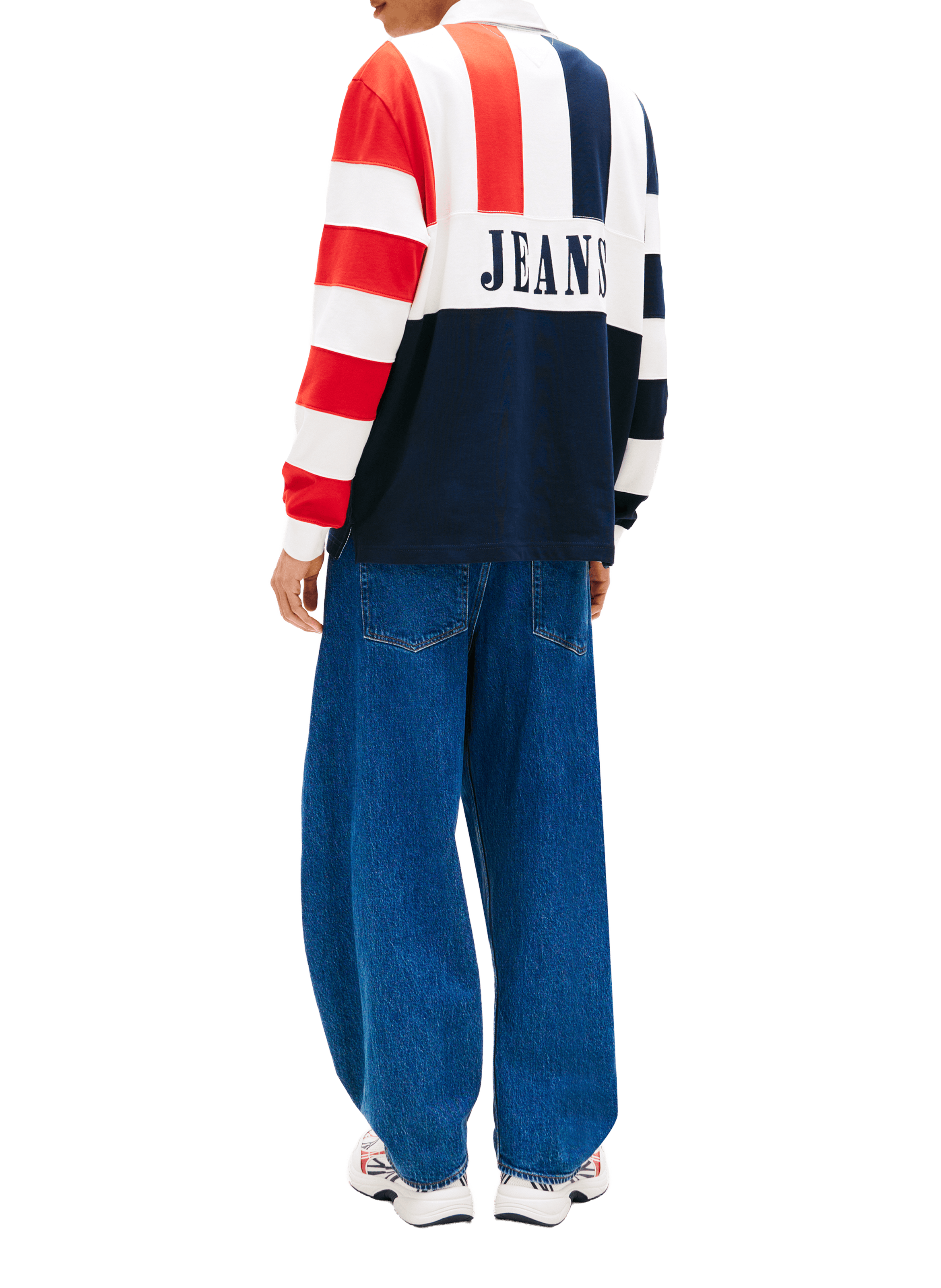 Long-sleeved striped cotton polo TOMMY HILFIGER Blue