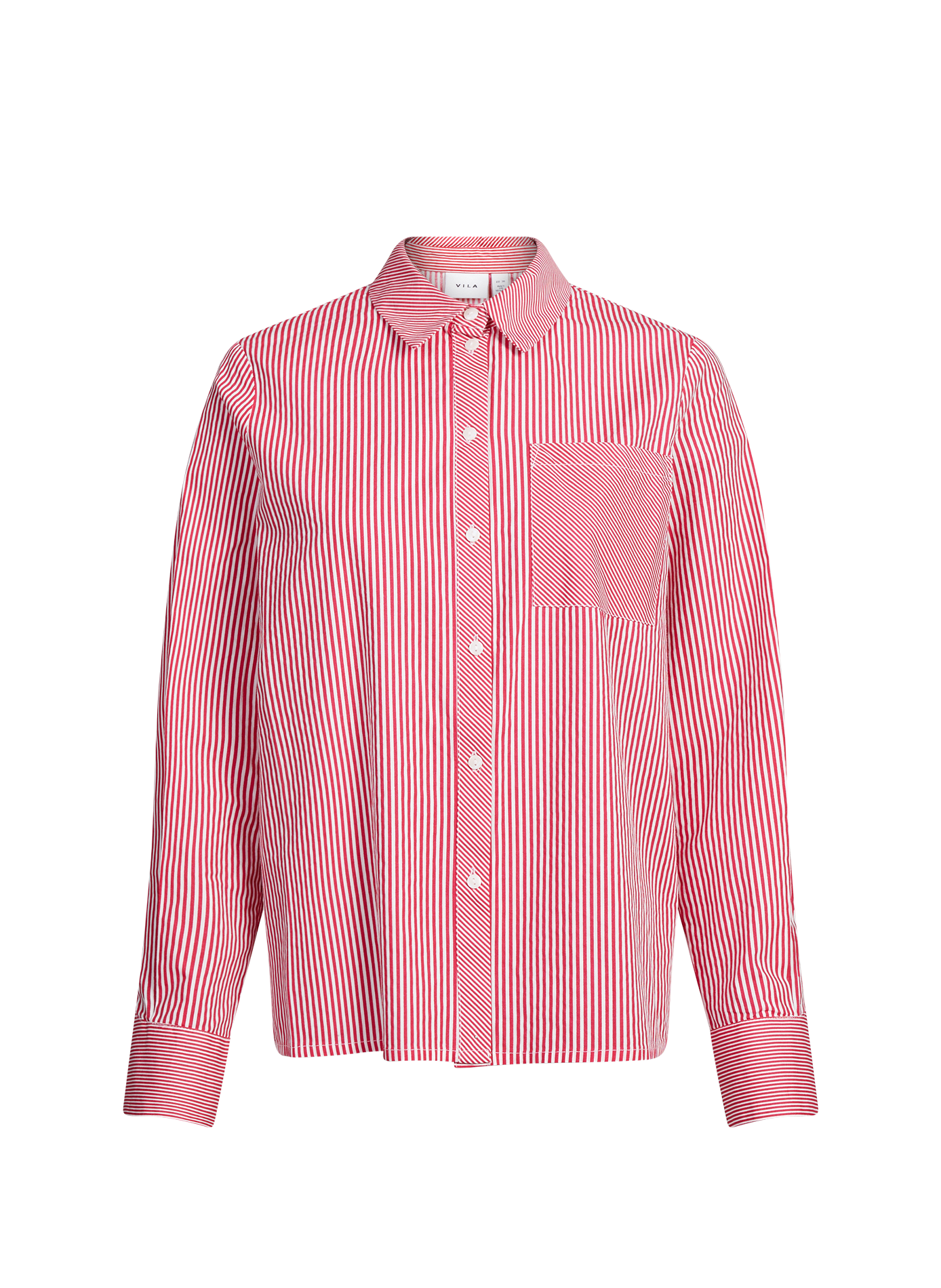 Chemise droite rayée Viblake en coton VILA White