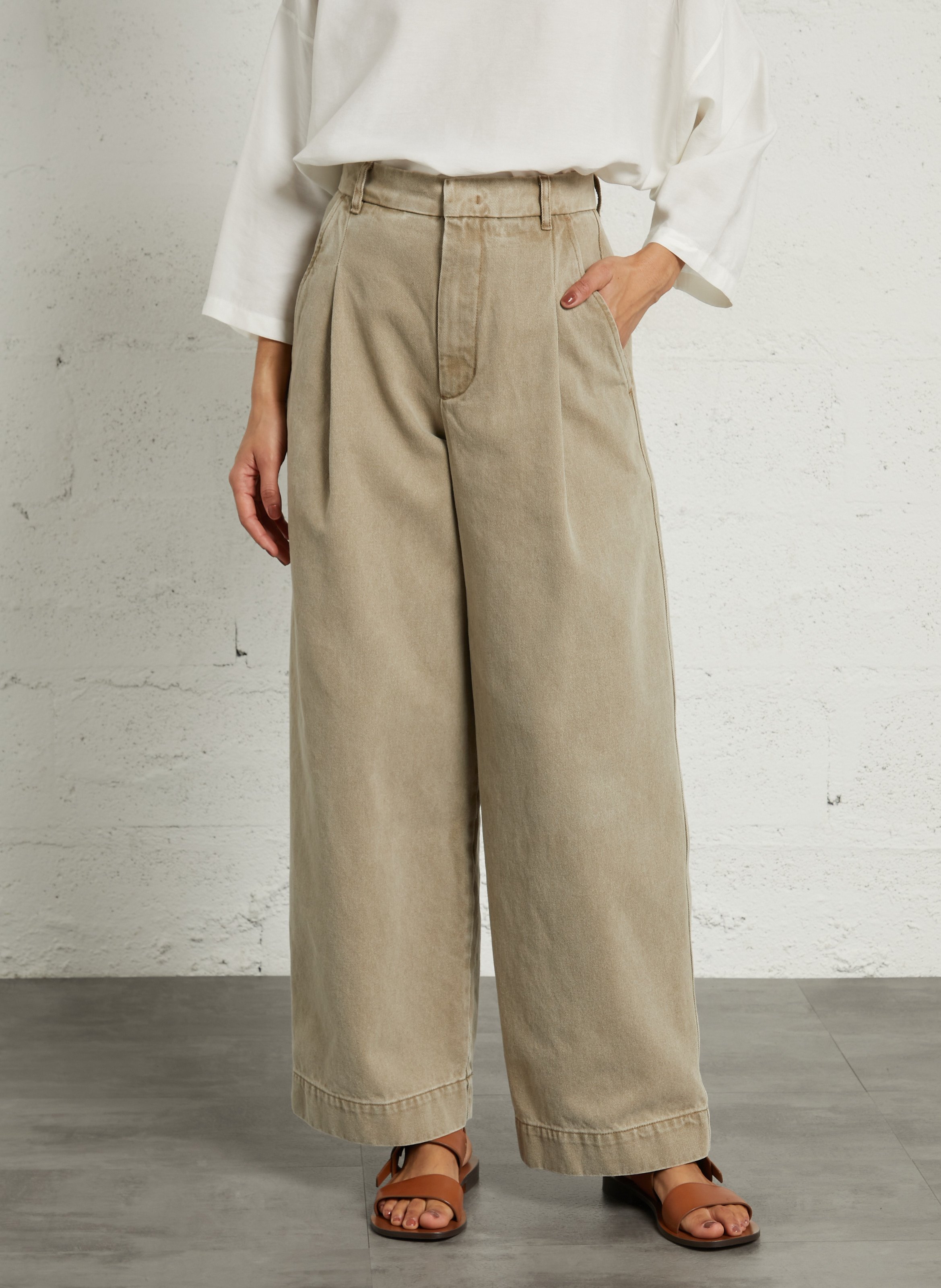 Pantalon large en coton bio devy SOEUR Beige