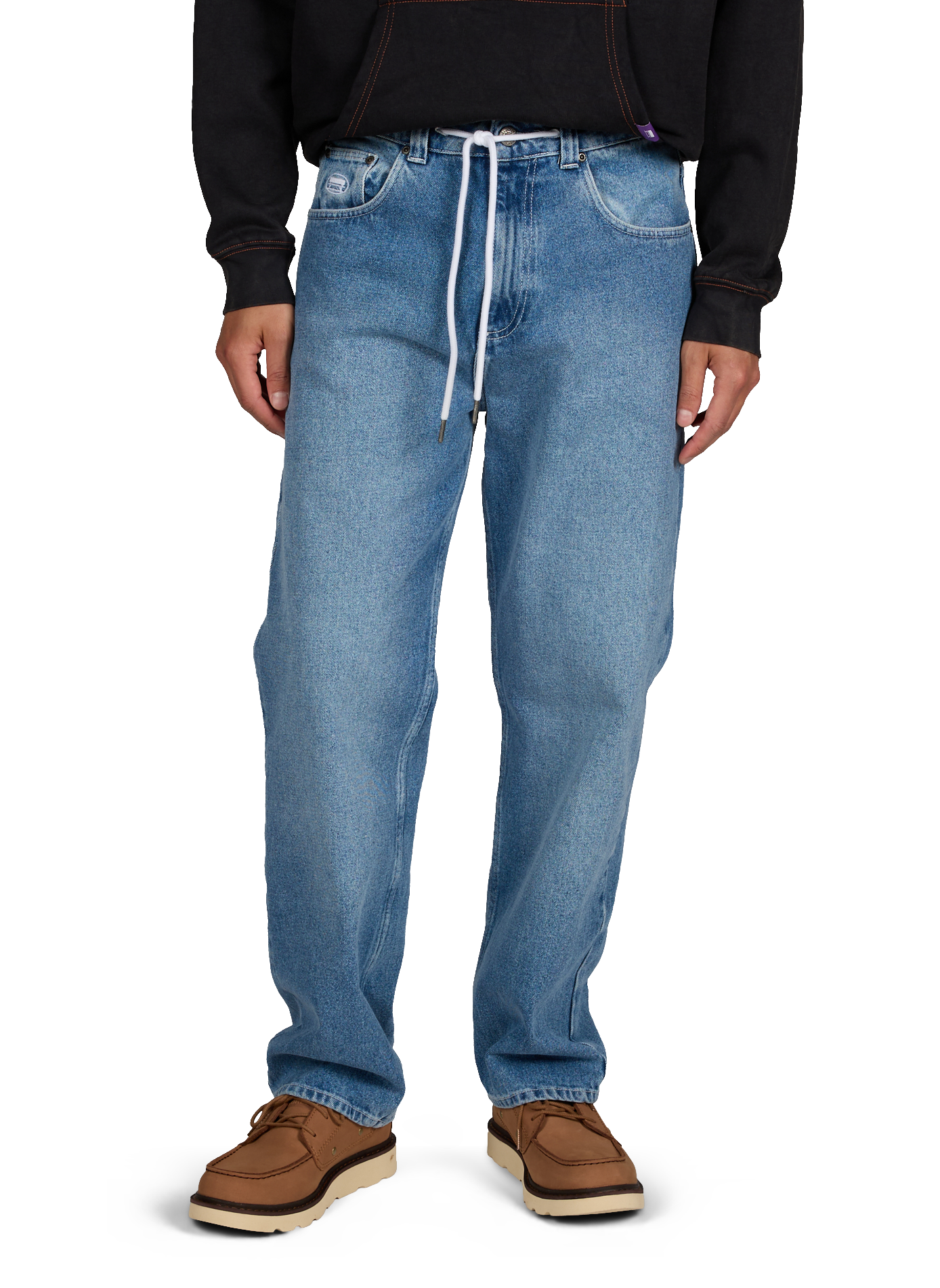 Jean large à cordons en coton JACKER. Bleu