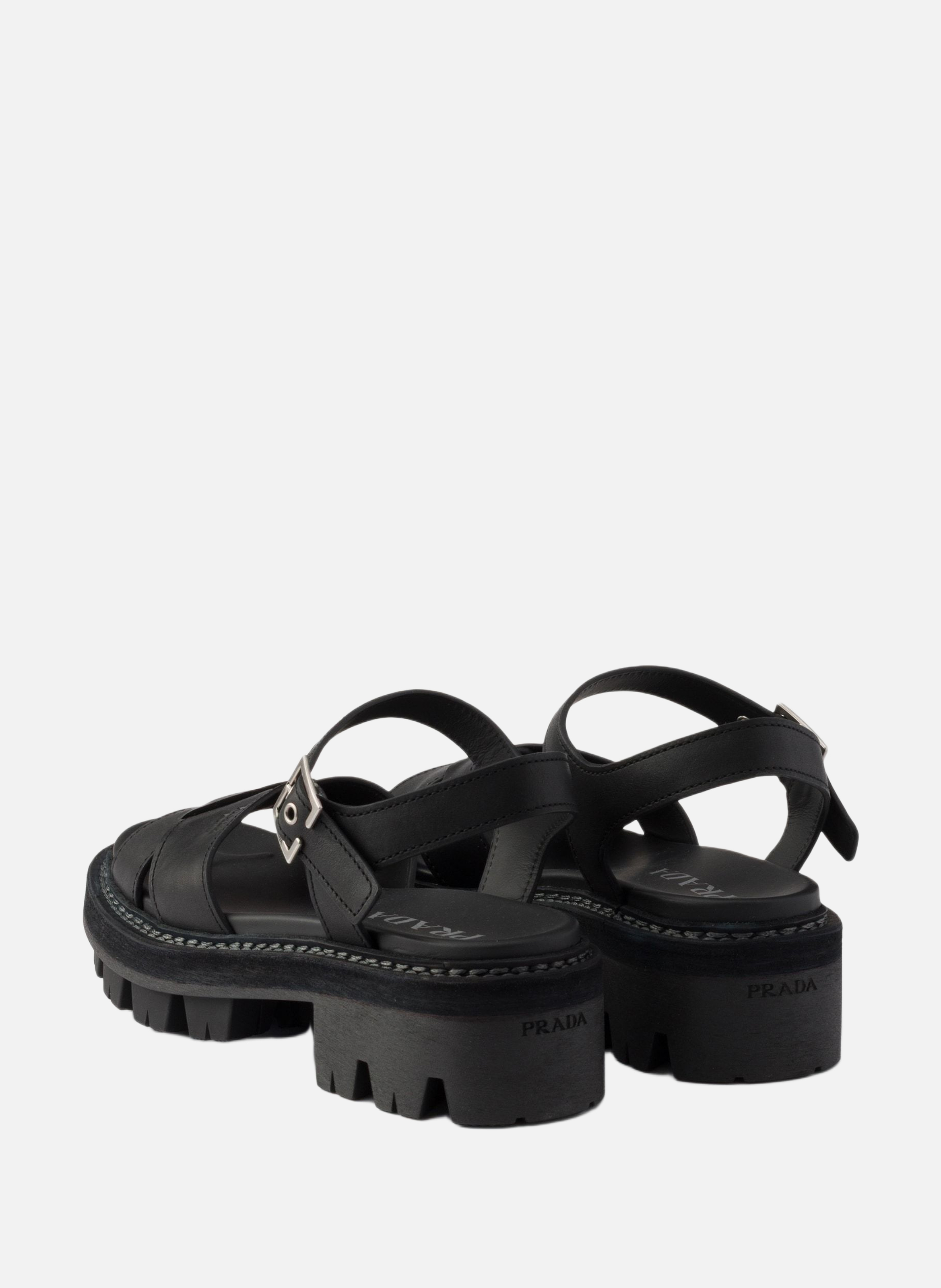 Sandales en cuir PRADA Noir