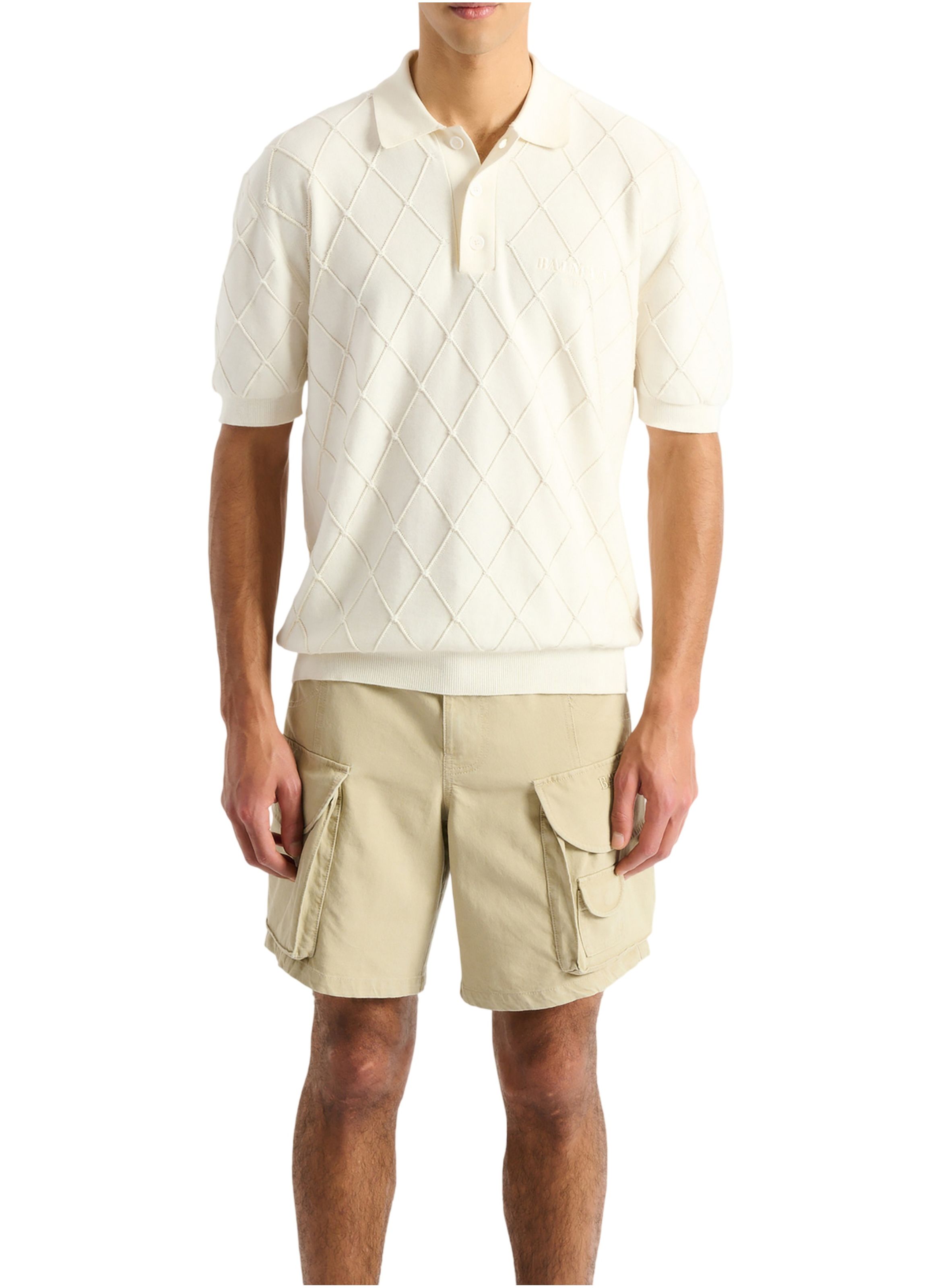 Polo balmain vintage en maille Blanc