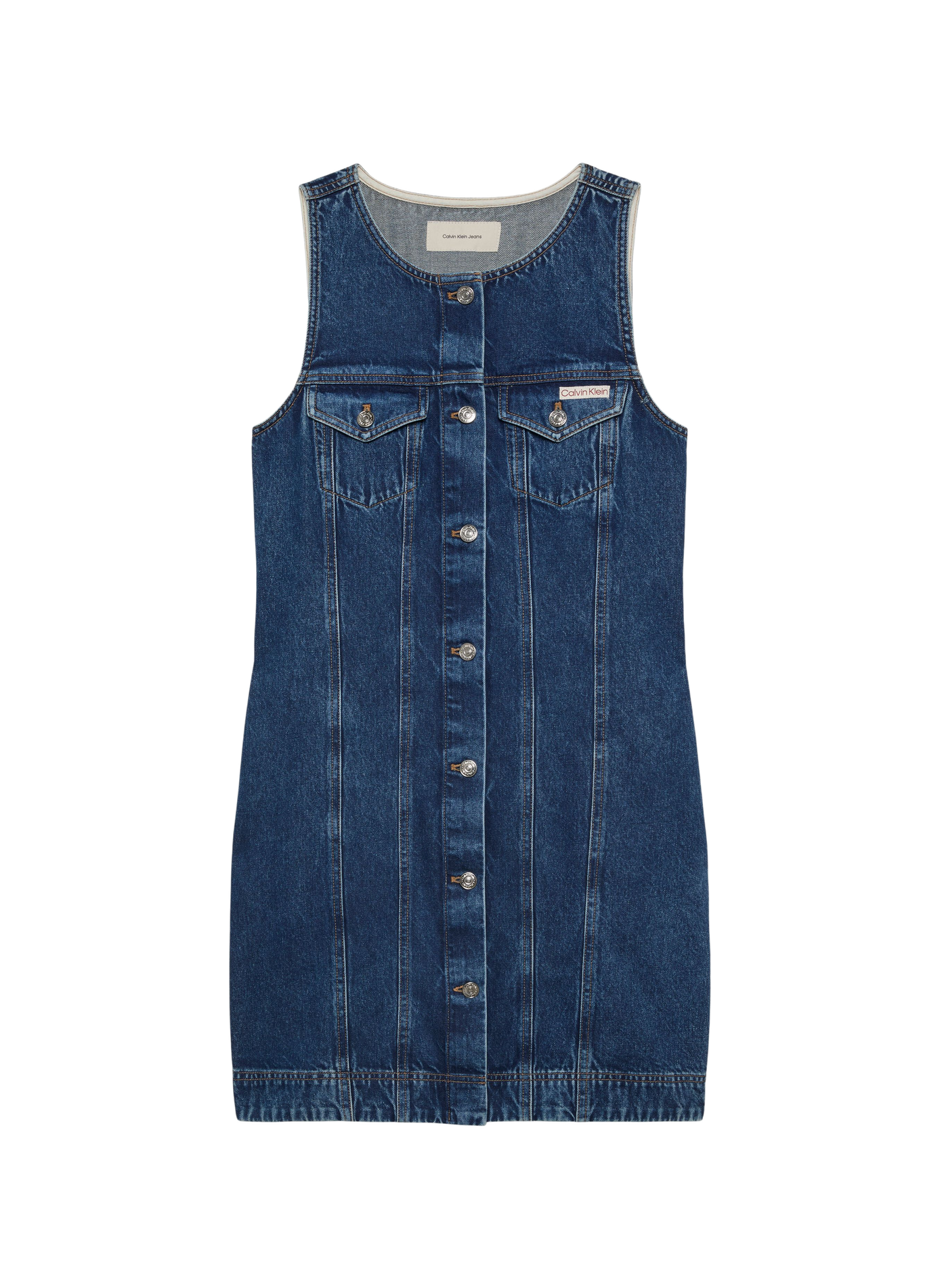 Robe sans manches en denim de coton CALVIN KLEIN Bleu