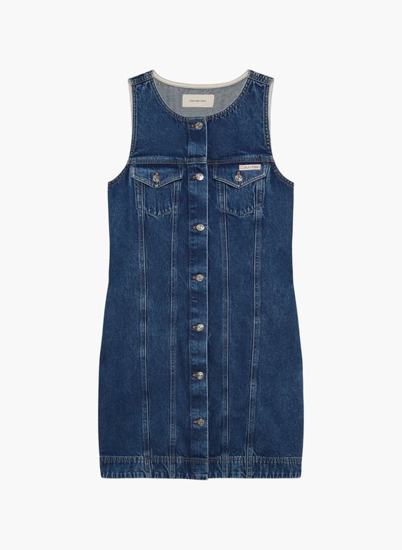 Sleeveless cotton denim dress Blue Calvin klein - Women | Printemps Sleeveless cotton denim dress Blue Calvin klein - Women | Printemps