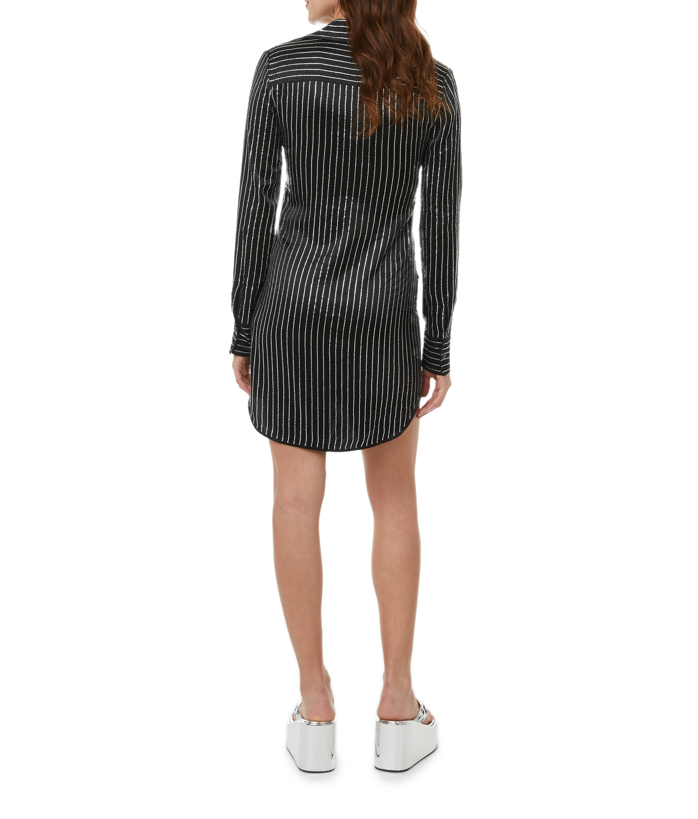 Striped silk rhinestone dress ALEXANDER WANG Black