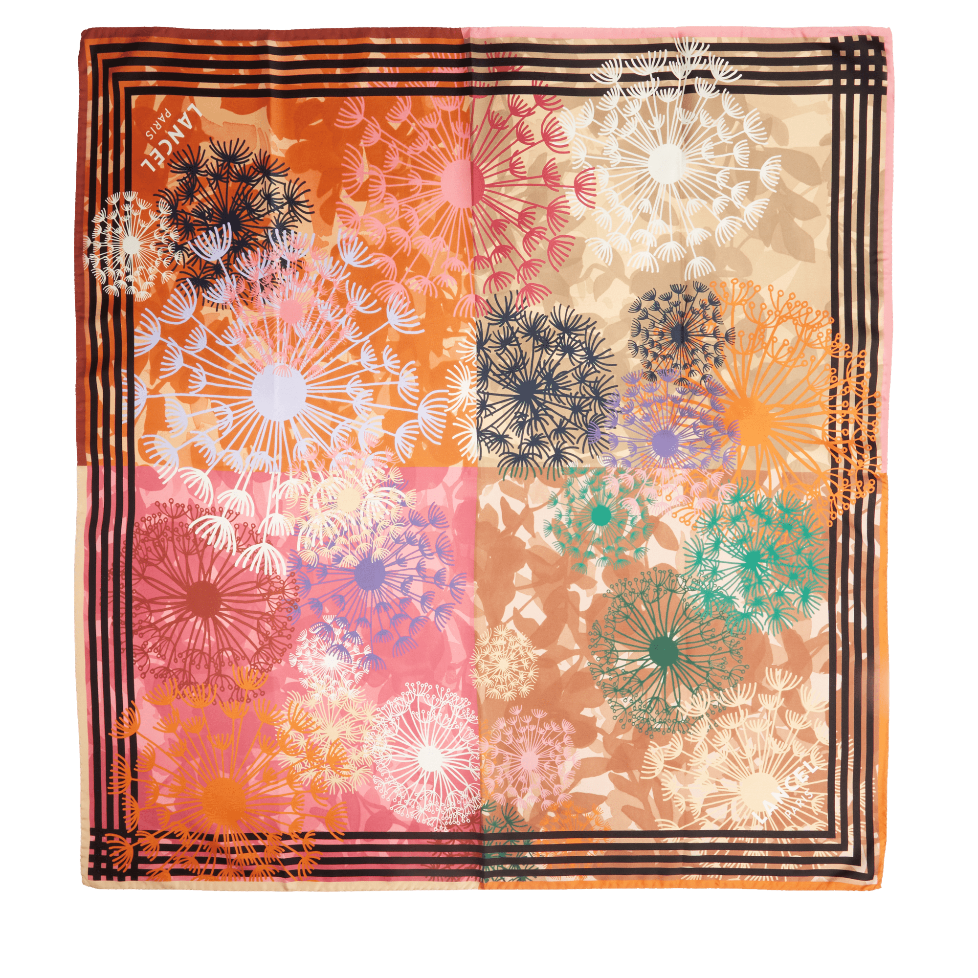 Silk 90 quadri-fireworks-pattern scarf LANCEL Orange