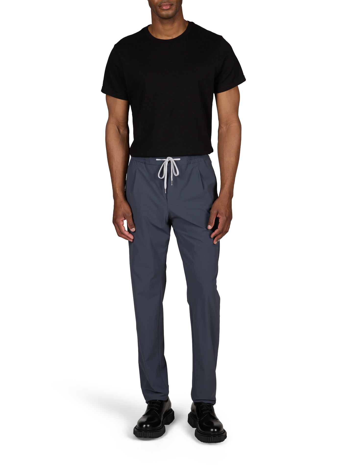 Solid color pants with drawstrings PT01 Grey