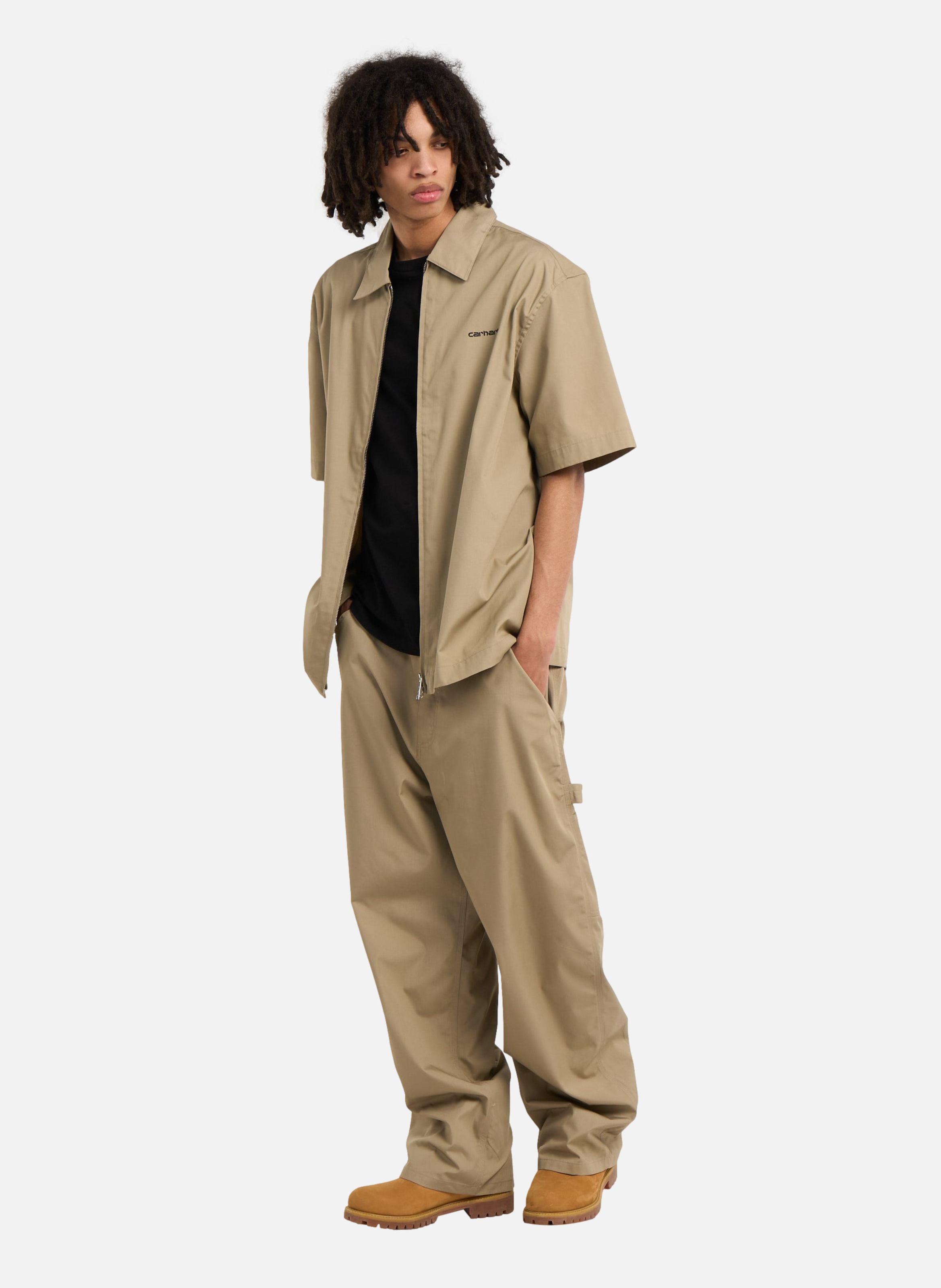 Chemise s/s postal zip shirt CARHARTT WIP Beige
