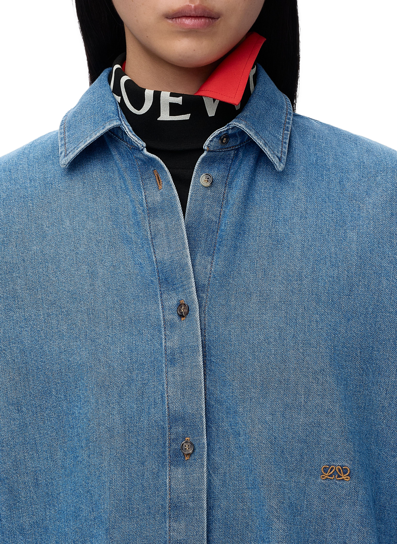 Washed cotton denim shirt LOEWE Blue