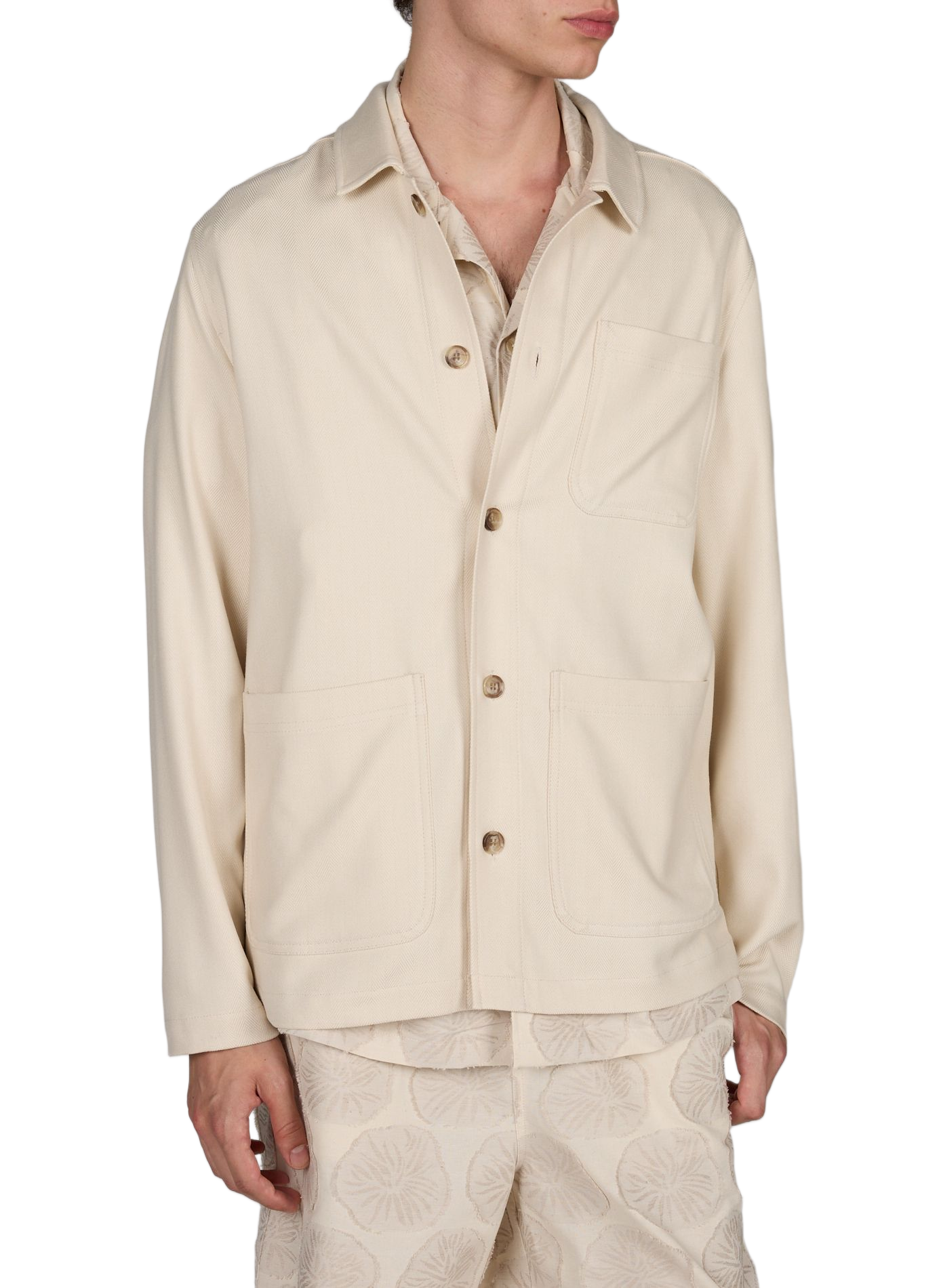 Straight shirt in herringbone jacquard LES DEUX Beige