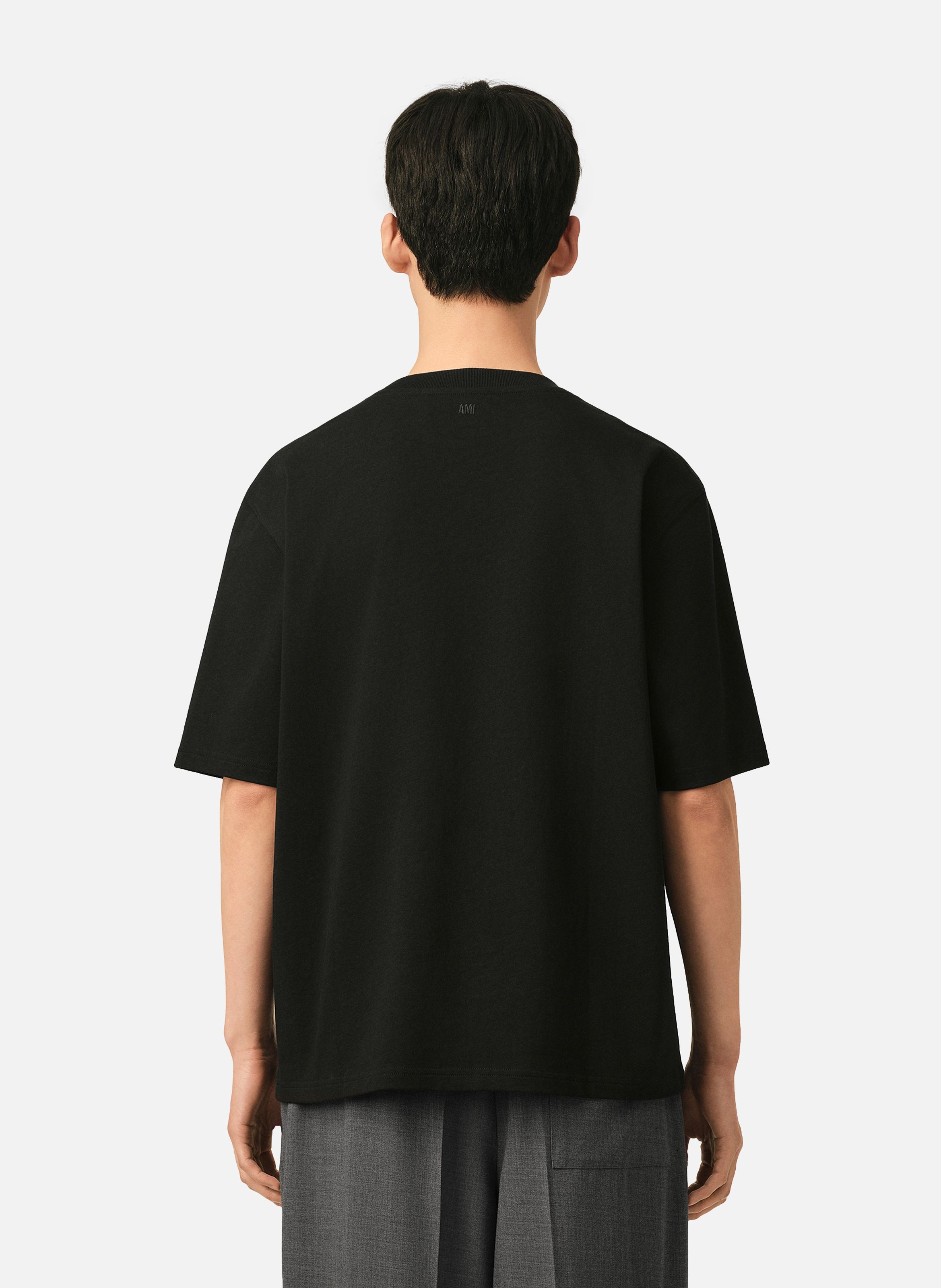 T-shirt unisexe en coton ami de coeur embossé AMI PARIS Noir