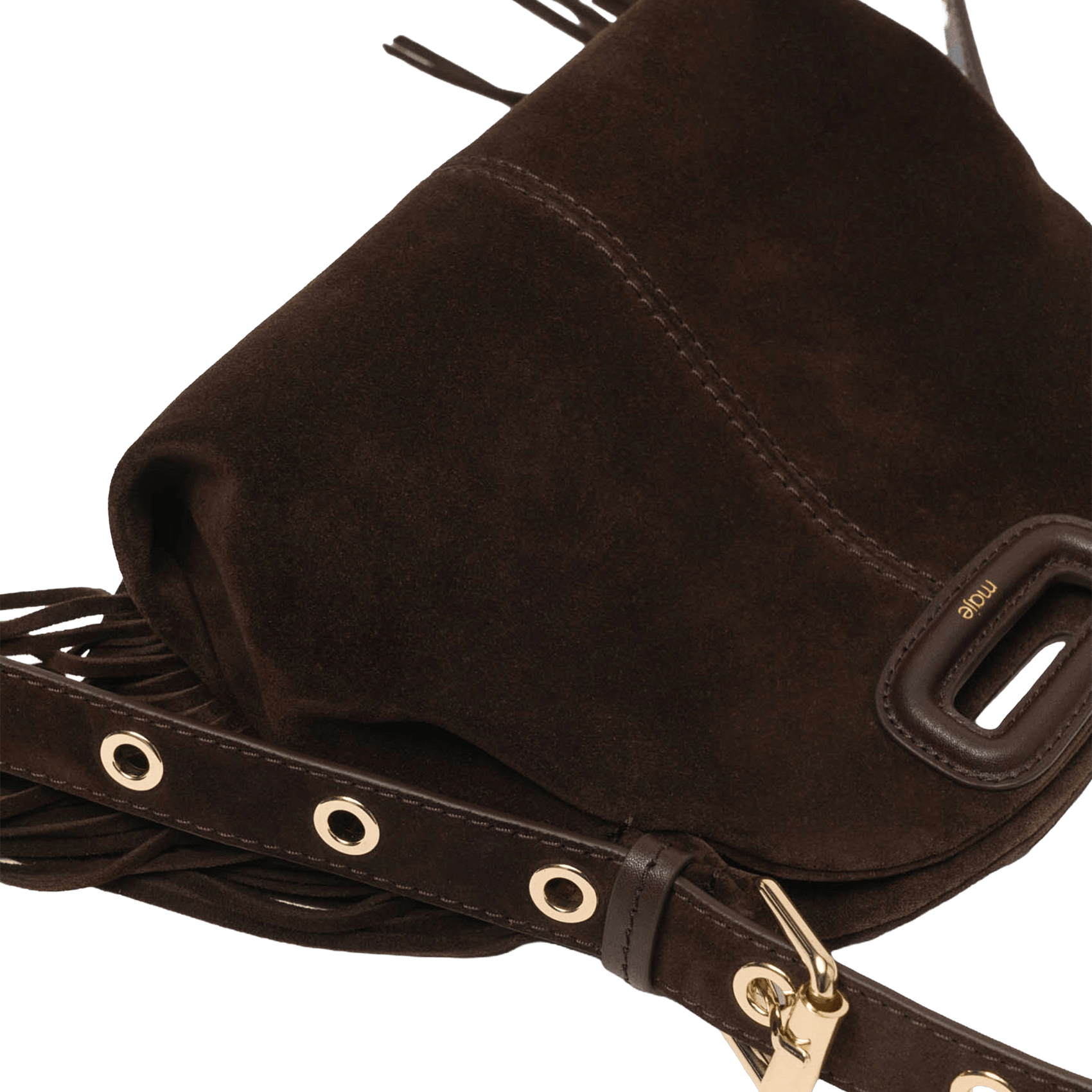 Sac bandoulière en cuir MAJE Marron