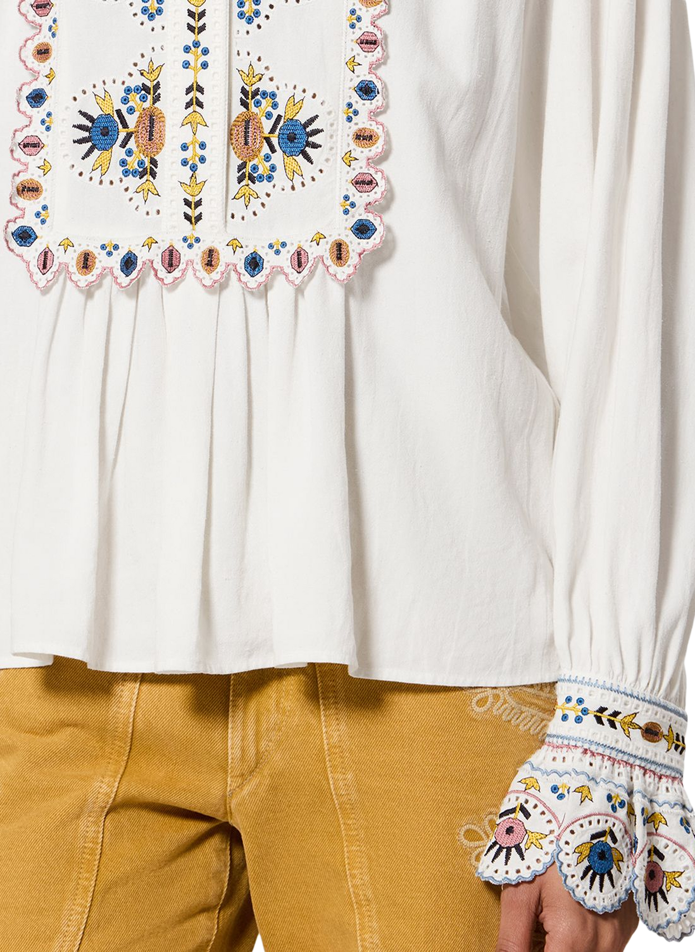 Top Monique mit langen Ärmeln und Stickerei ISABEL MARANT Weiss