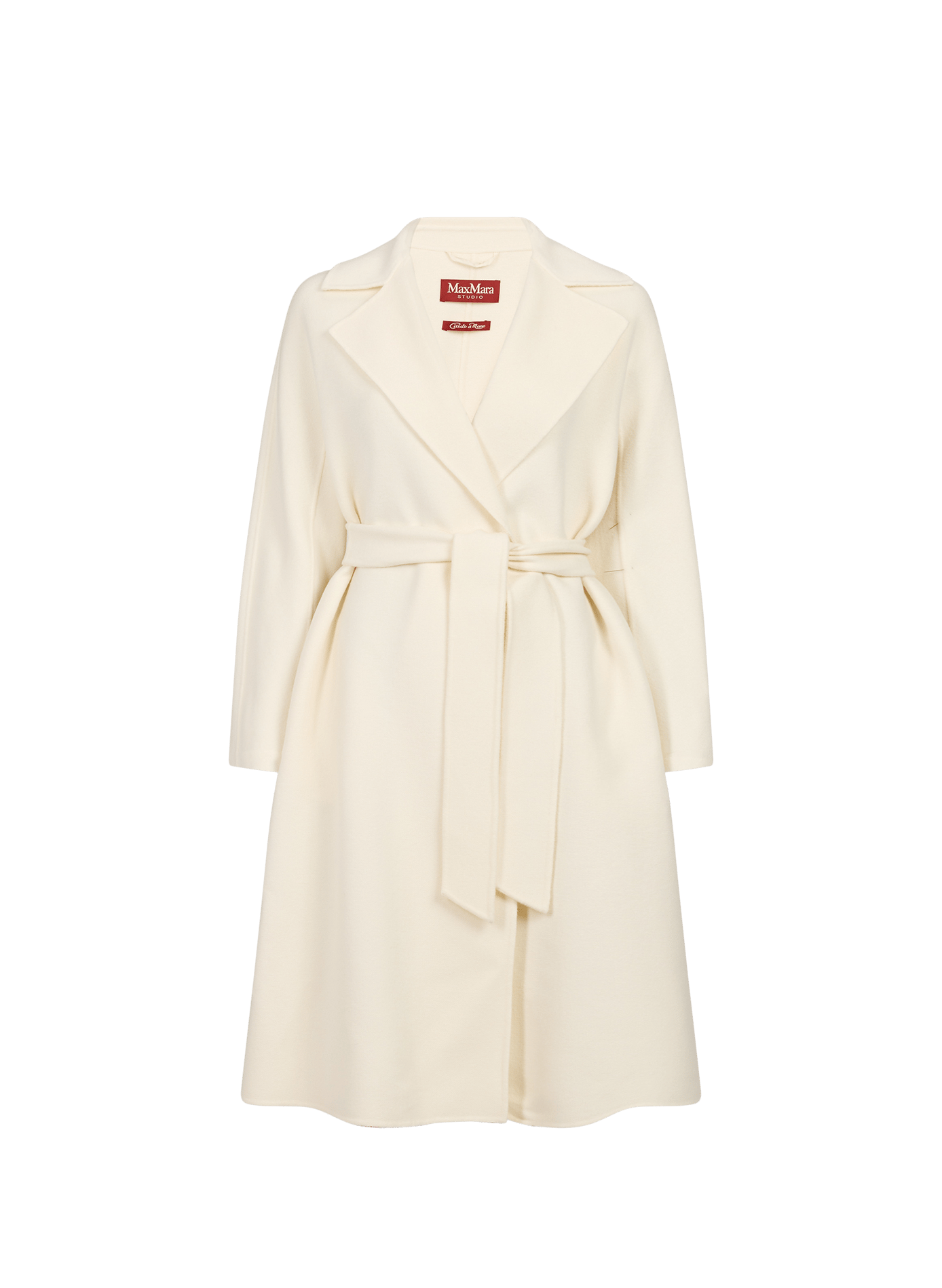 Long coat with belt in blended wool MAX MARA STUDIO White