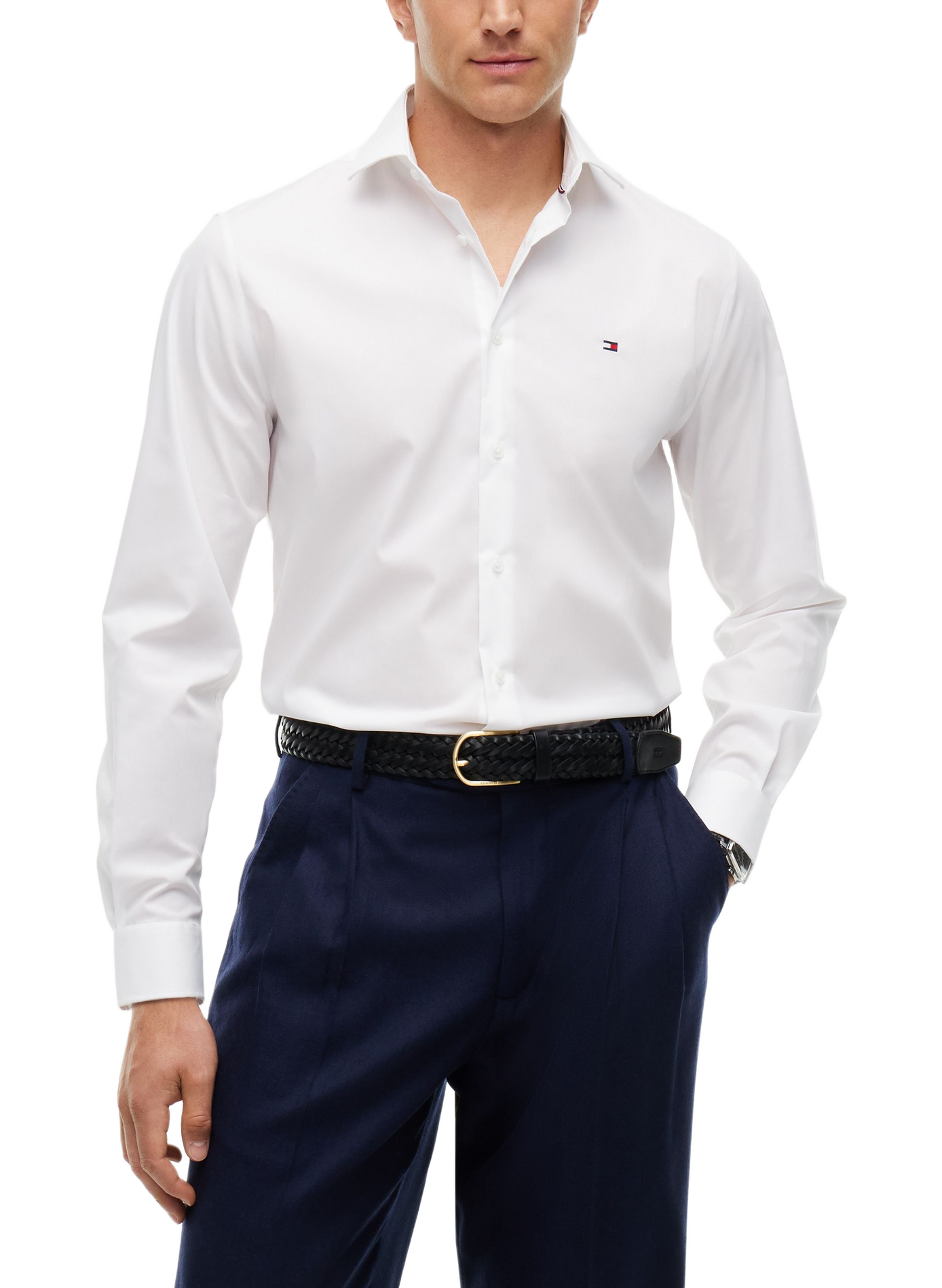 Straight classic collar shirt in cotton TOMMY HILFIGER White