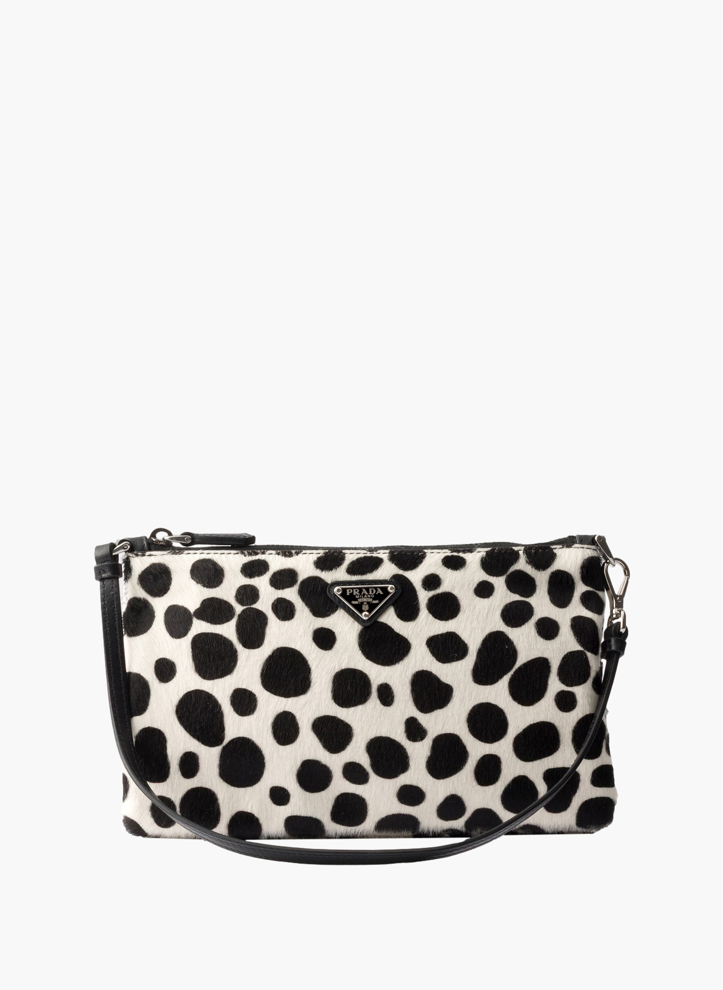 Pochette pour smartphone en cuir de veau imprimé PRADA Blanc