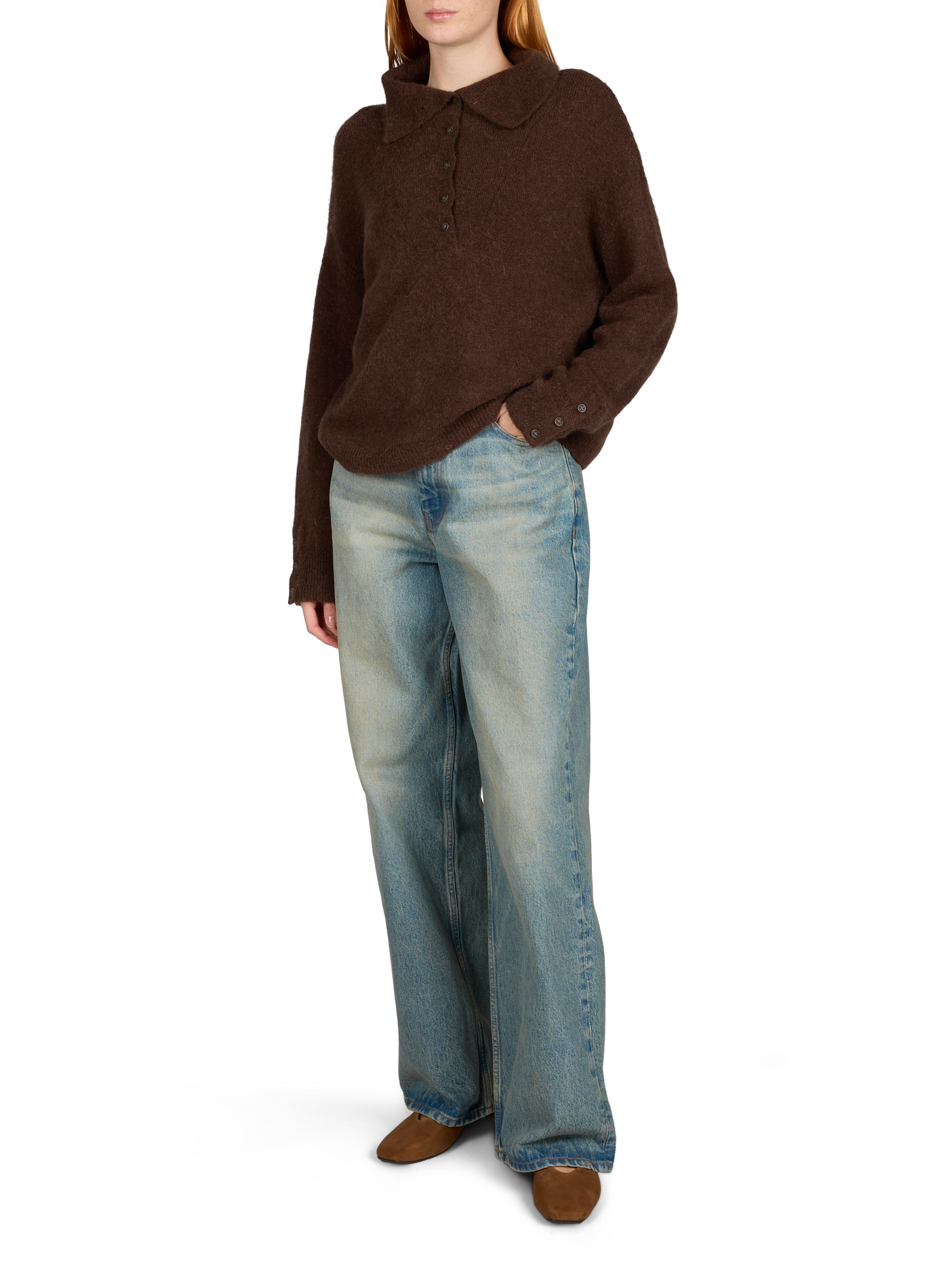 Oversize-Stehkragenpullover Bondie Hope MSCH Braun