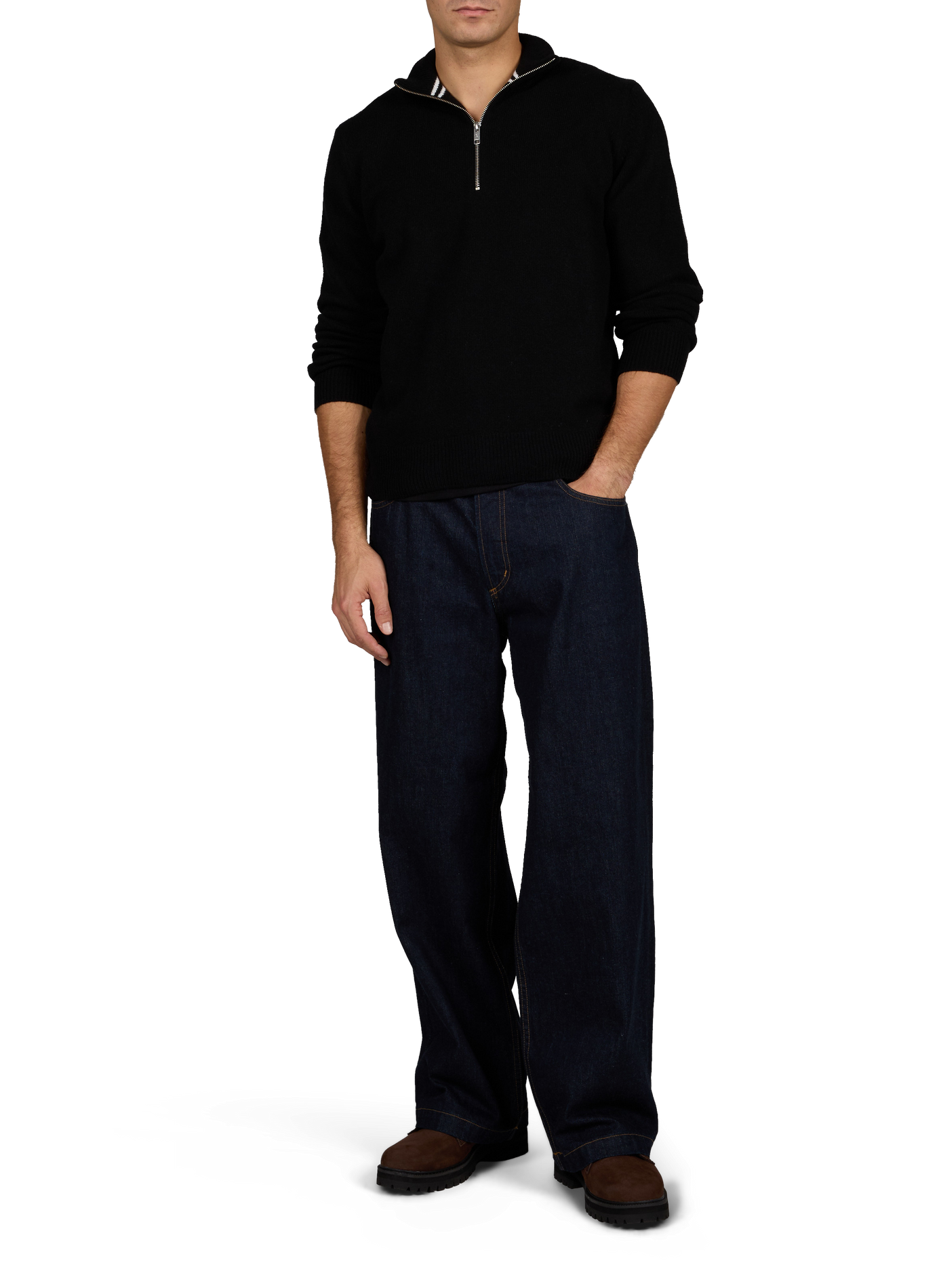 Wool zip-neck jumper AIGLE Black