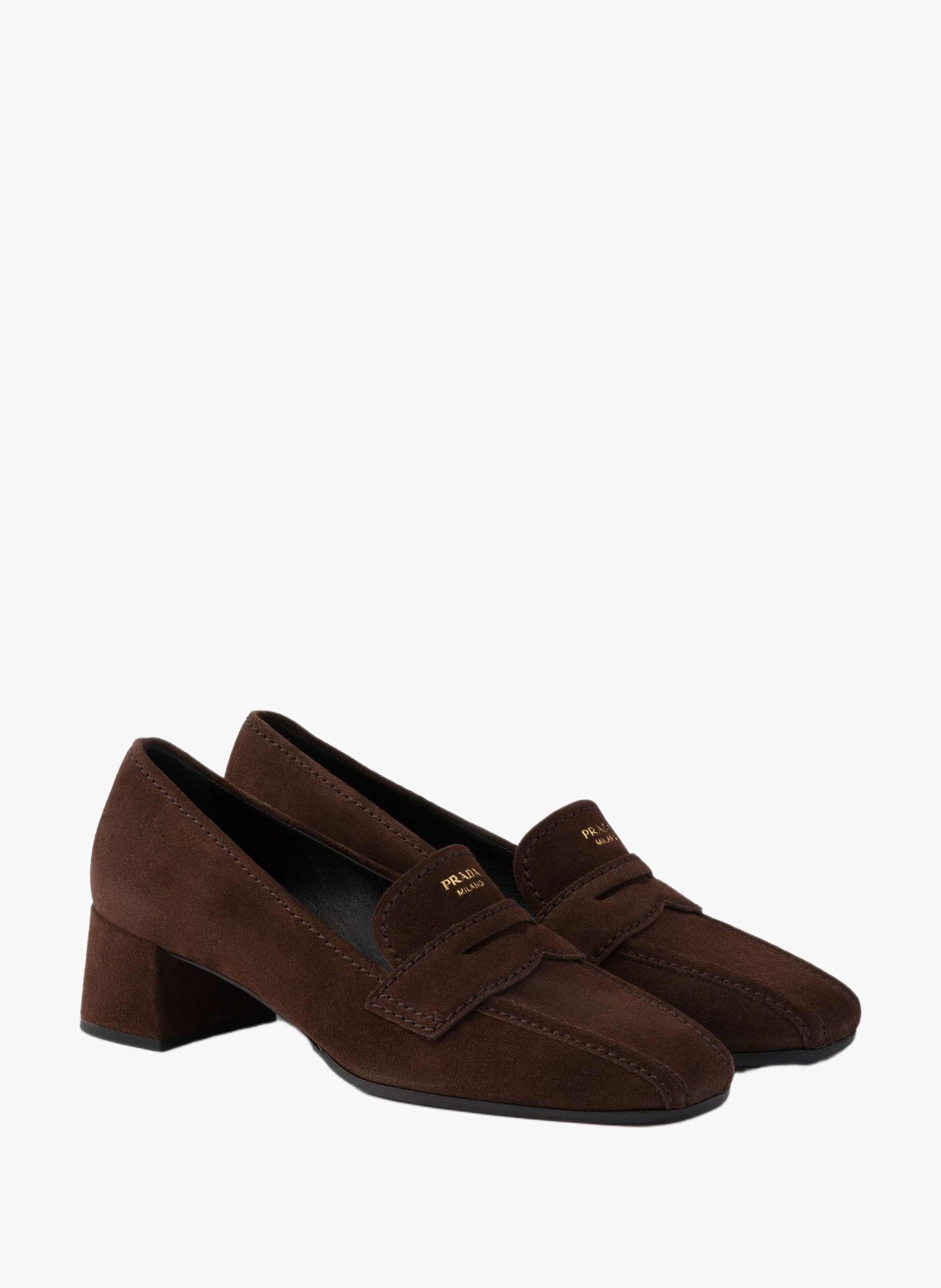 Mocassins en veau velours PRADA Marron