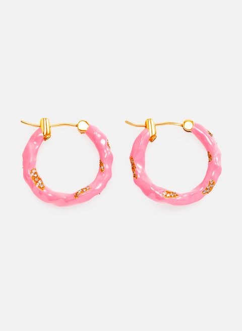 Wave hoop earrings with gold-plated brass crystals JOANNA LAURA CONSTANTINE 