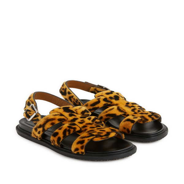 Marni Leather Sandals In Animal Print