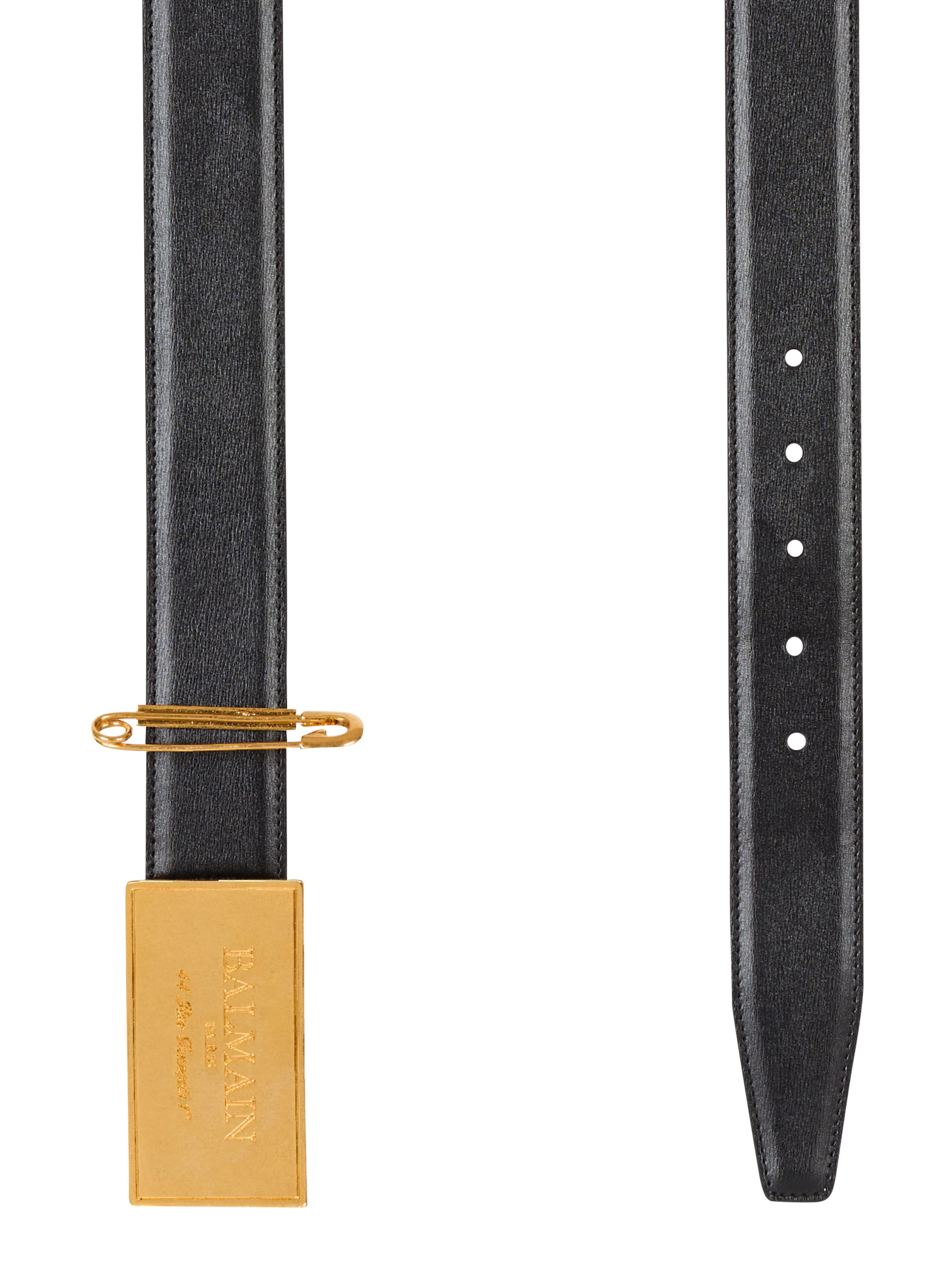 Ceinture en cuir avec épingle à nourrice BALMAIN Noir