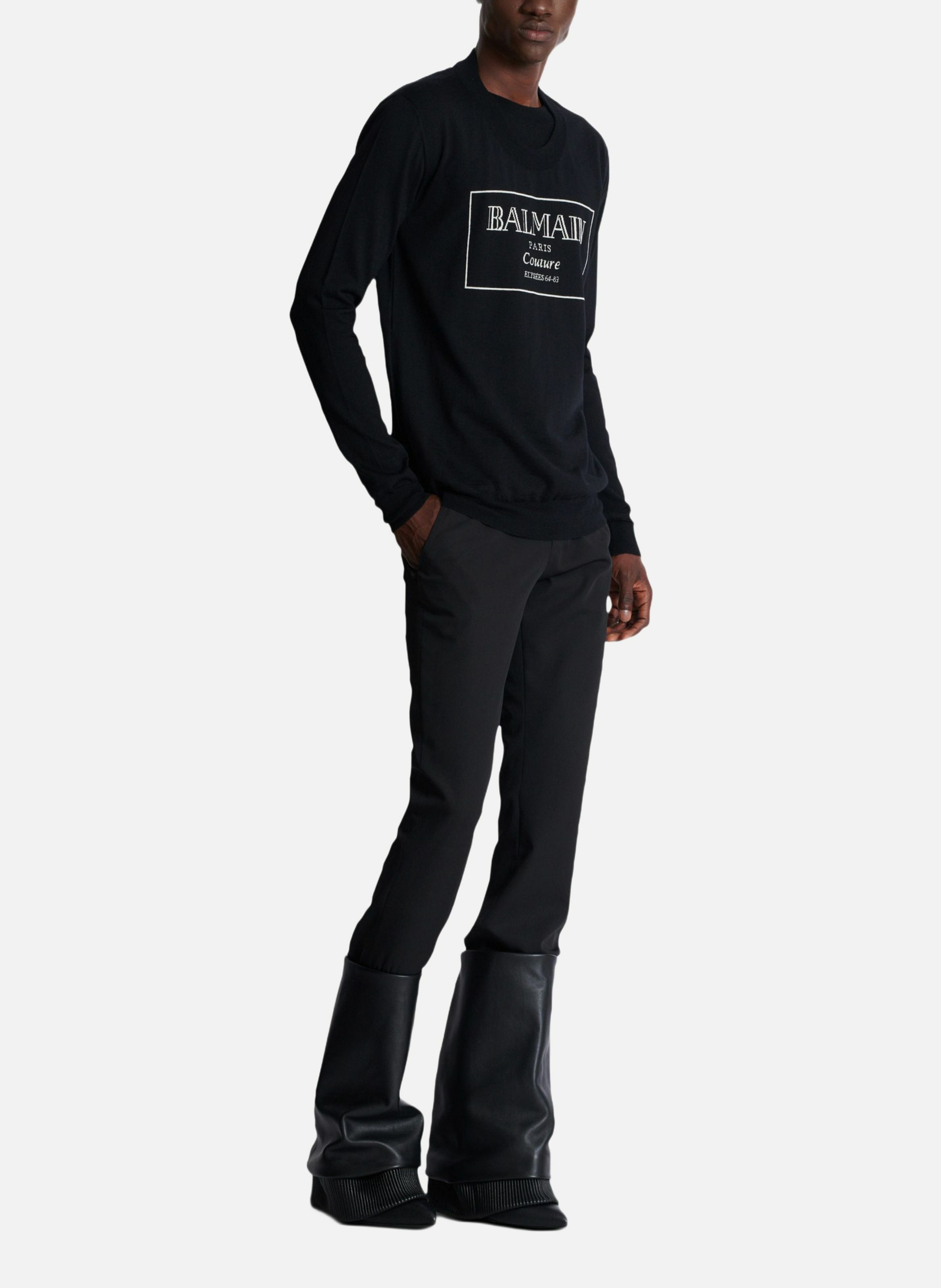 Pull en maille balmain couture étiquette BALMAIN Noir