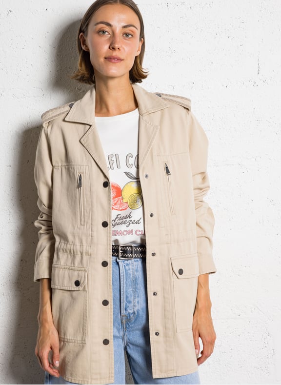Veste saharienne droite en coton Beige by IKKS IKKS Veste saharienne droite en coton Beige